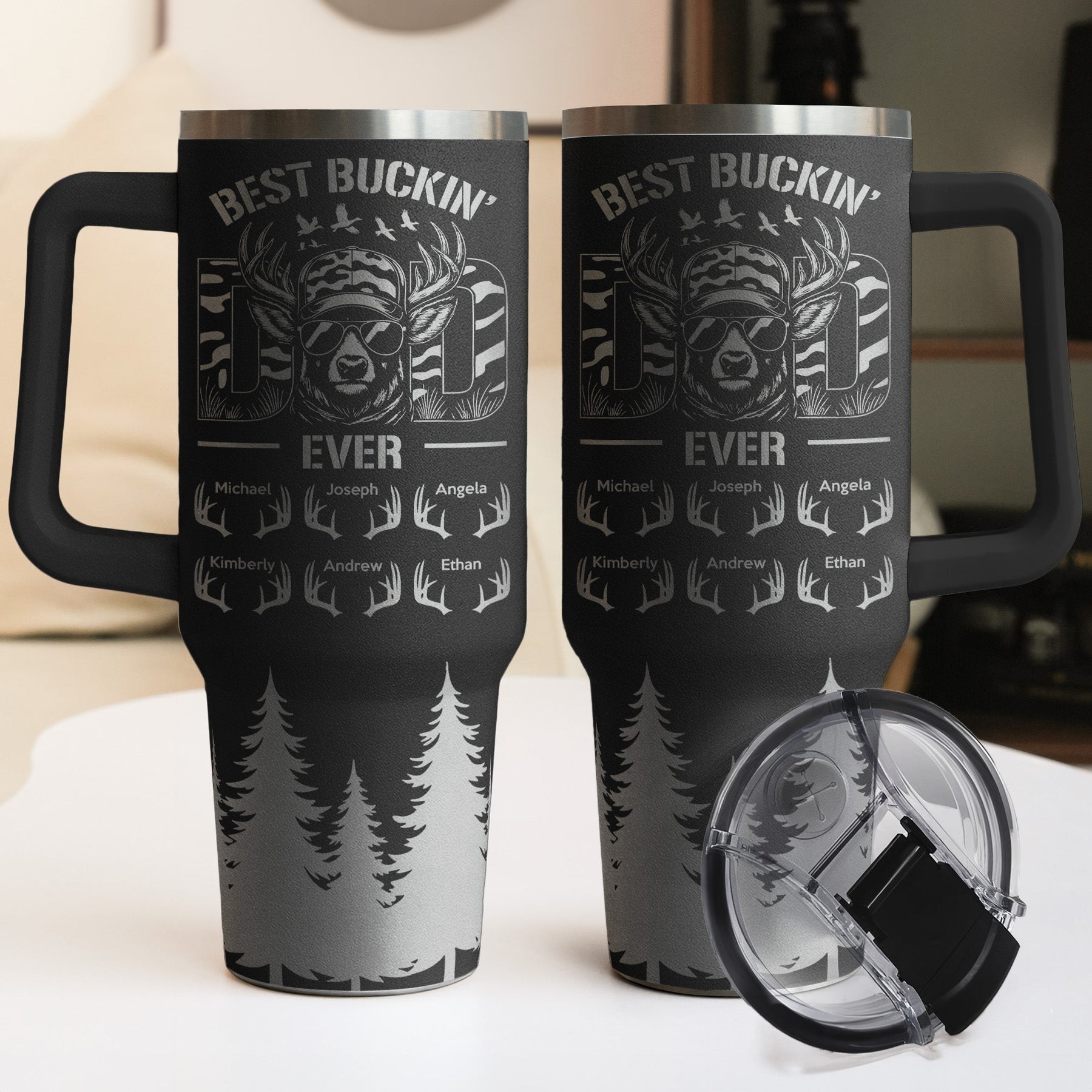Best Buckin' Dad Ever Custom Kids Names - Personalized 40oz Tumbler