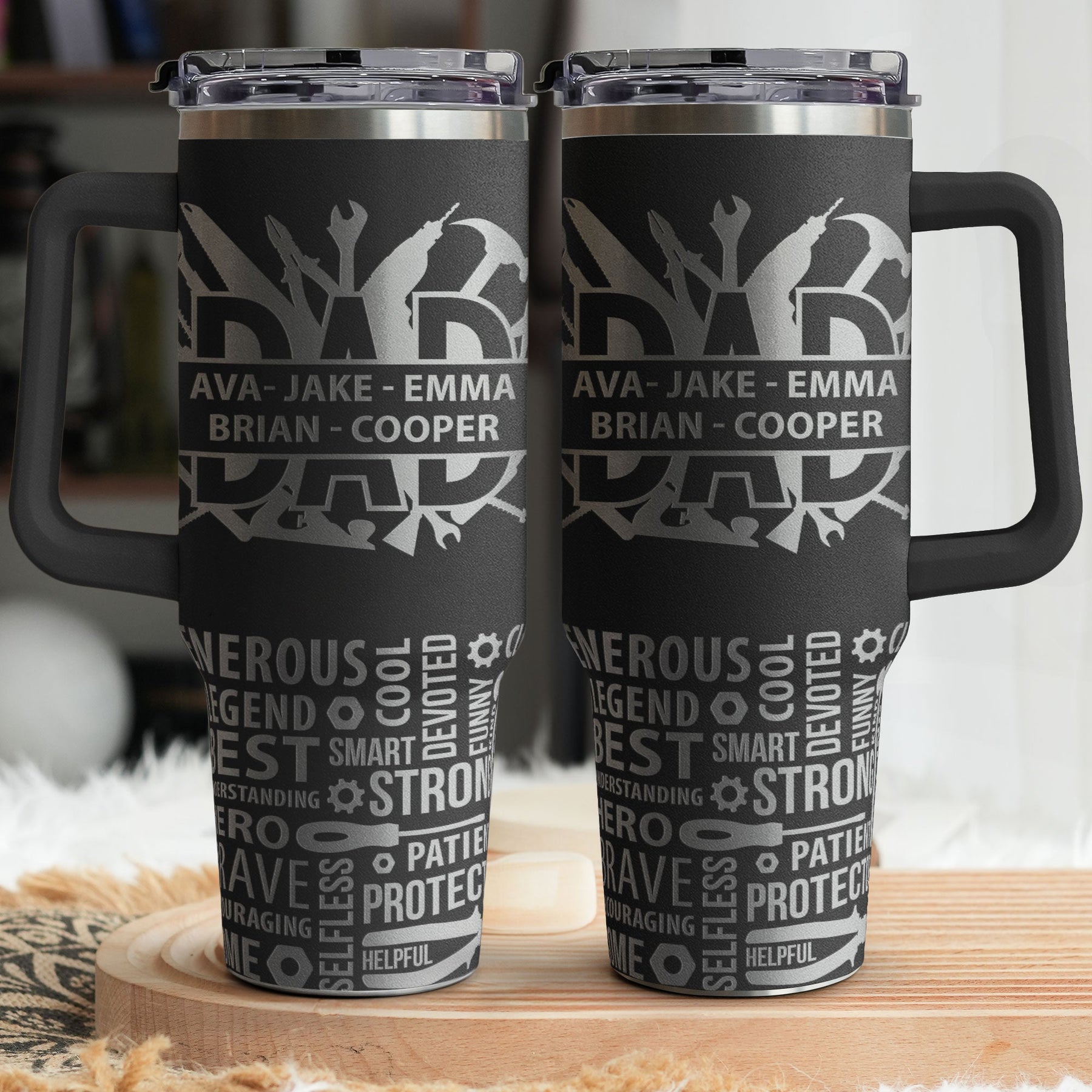 Best Dad Ever Gift Dad Tools Custom Kids Names - Personalized 40oz Tumbler