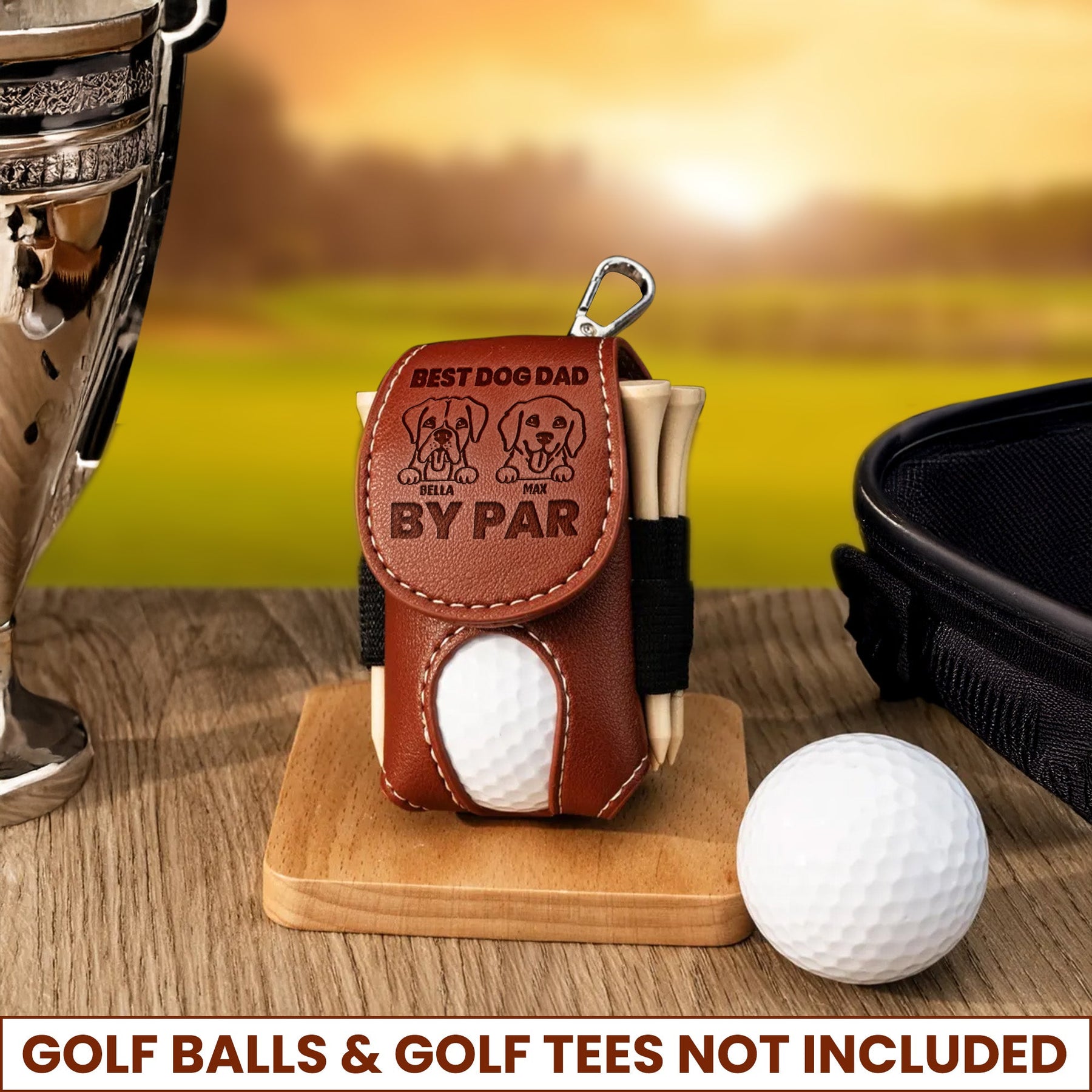 Best Dog Dad By Par - Personalized Golf Ball Holder