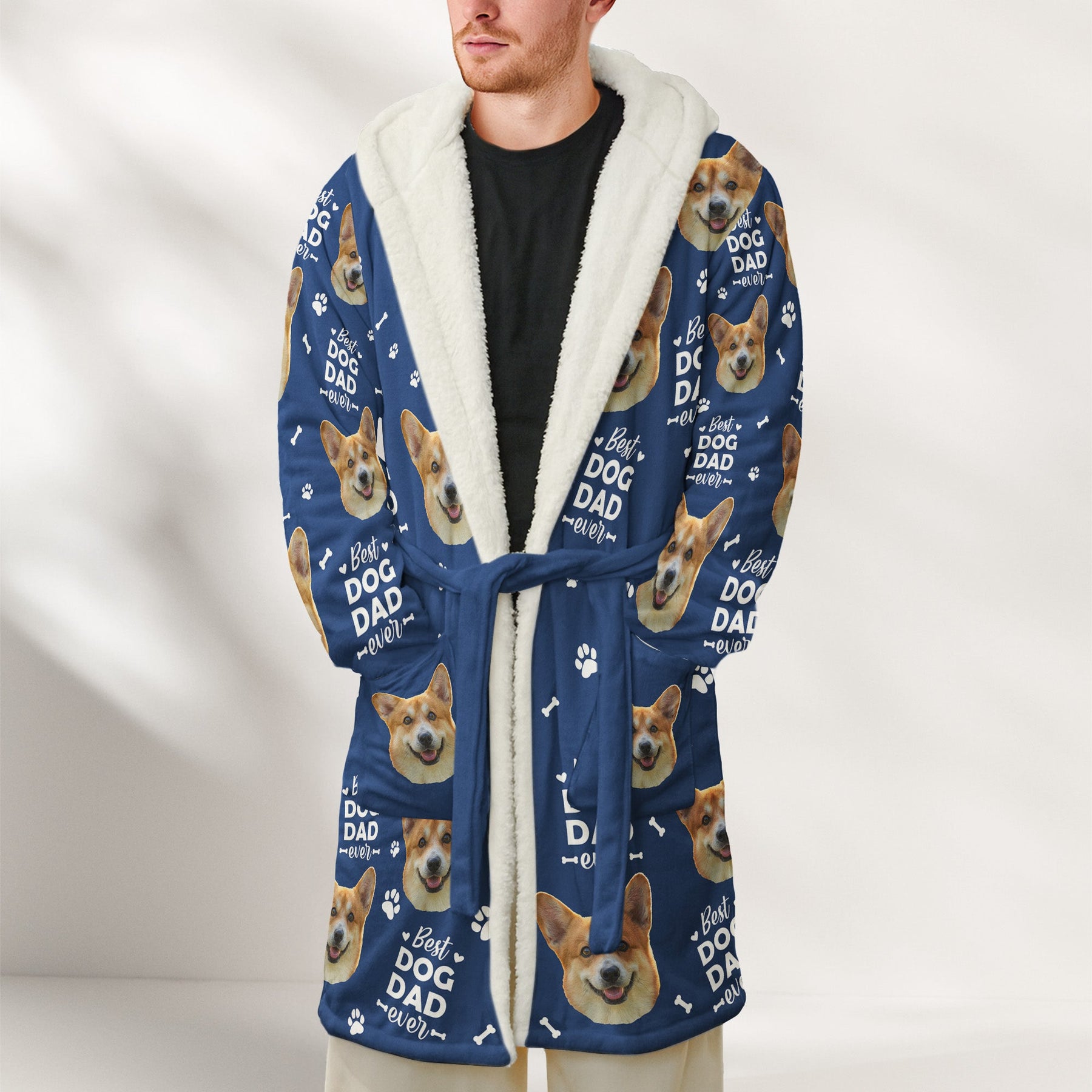 Best Dog Dad Ever, Best Dog Mom Best Cat Dad Mom - For Pet Lovers - Personalized Photo Hooded Robe