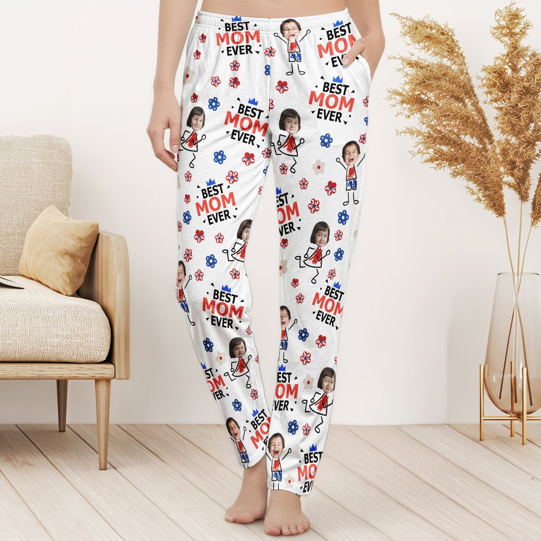 Best Dad Grandpa Ever Custom Photo - Personalized Lounge Pants