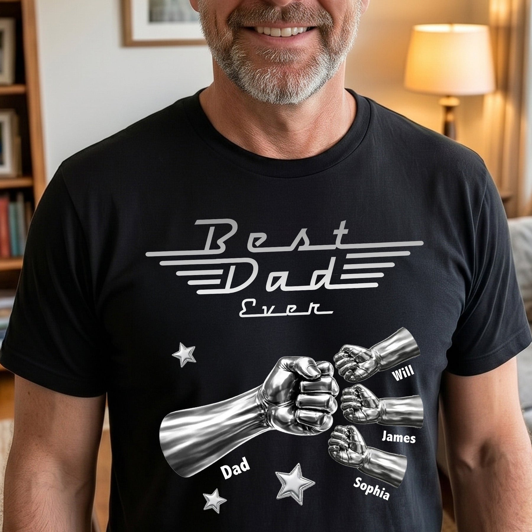 Best Dad Ever, Best Papa Ever - Metalic Fist Bump - Personalized Shirt