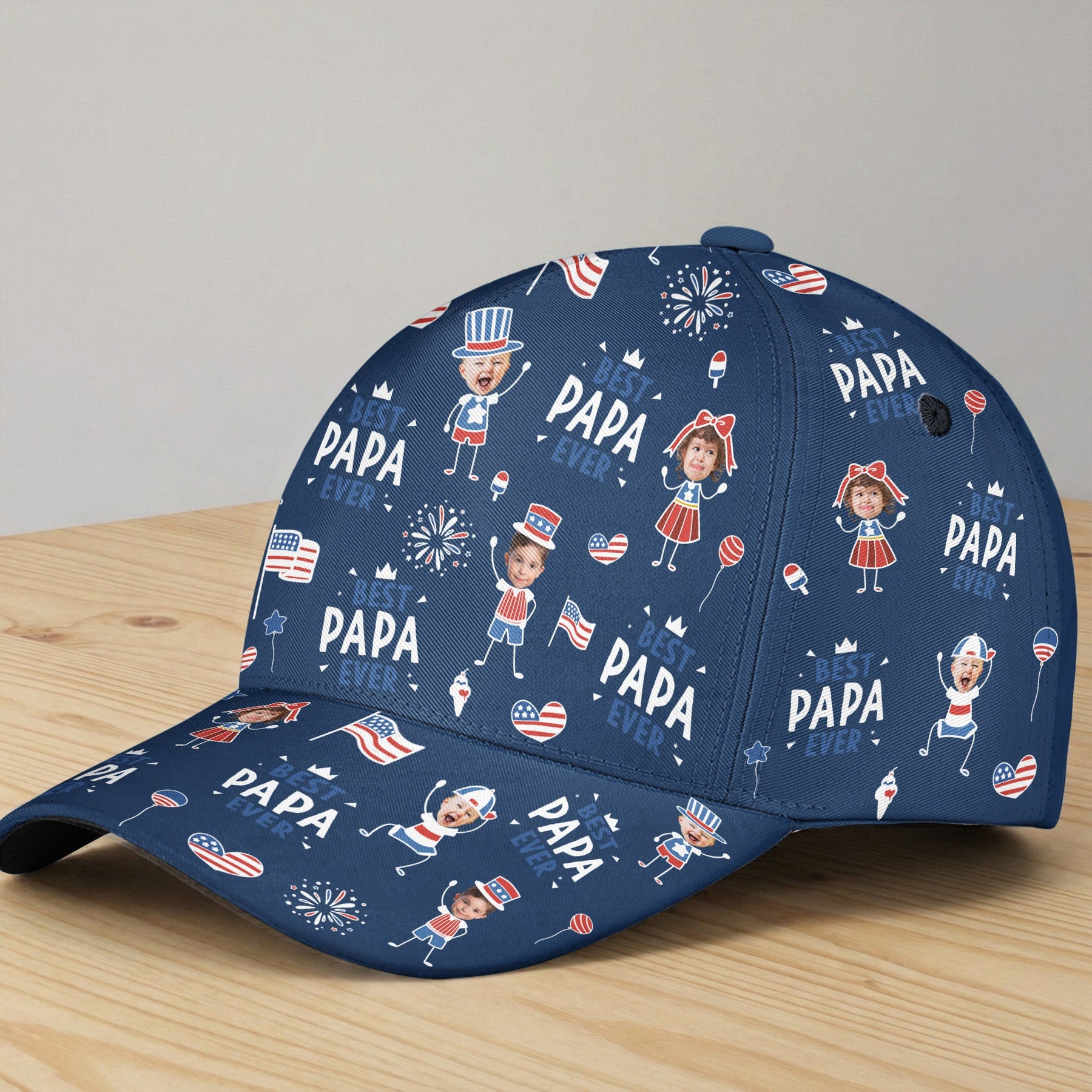 Best Dad Ever USA Flag - Personalized Cap
