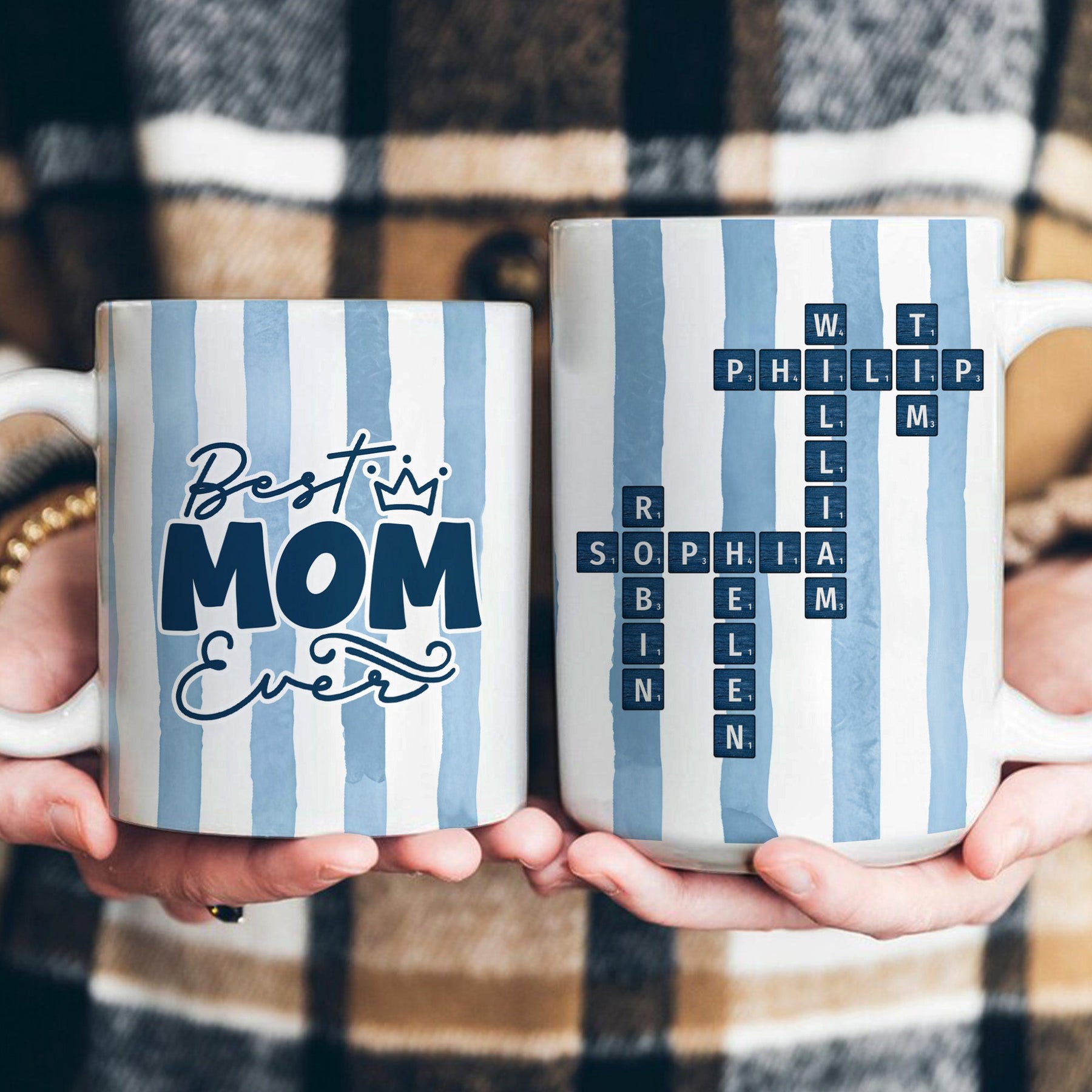 Best Mom Ever Watercolor Scrabble - Personalized Mug