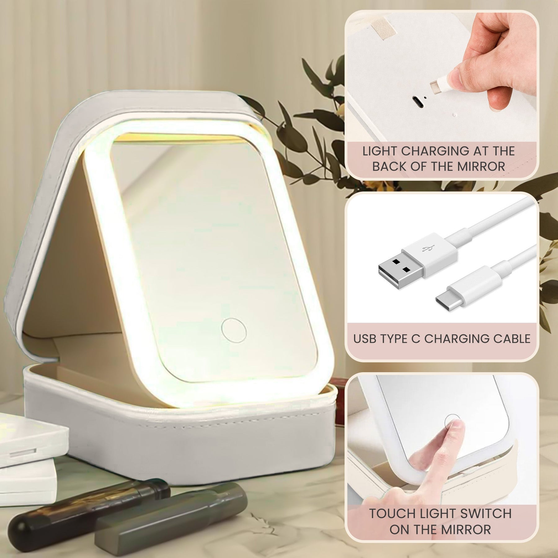 Birth Flower Affirmation - Custom Makeup Box With LED Mirror