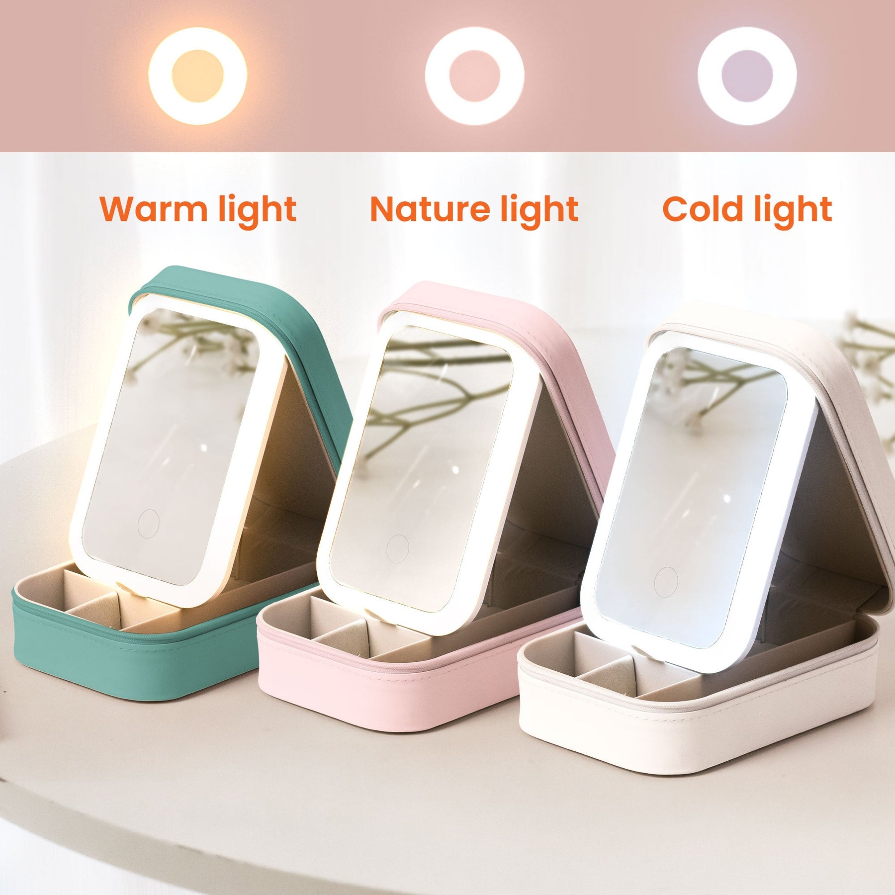 Birth Flower Affirmation - Custom Photo Makeup Box With LED Mirror