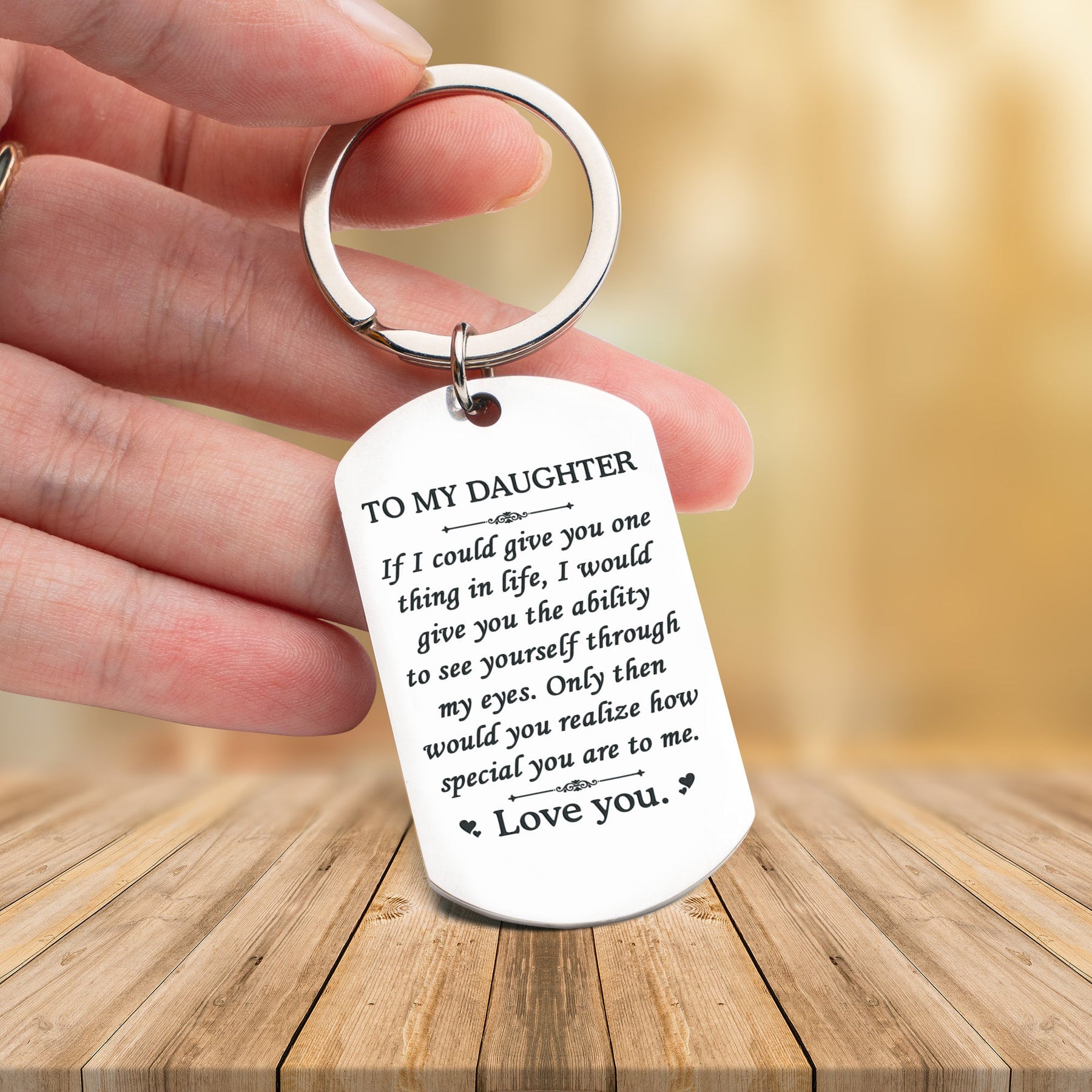 Birth Flower Daughter, Granddaughter - Personalized Stainless Steel Keychain