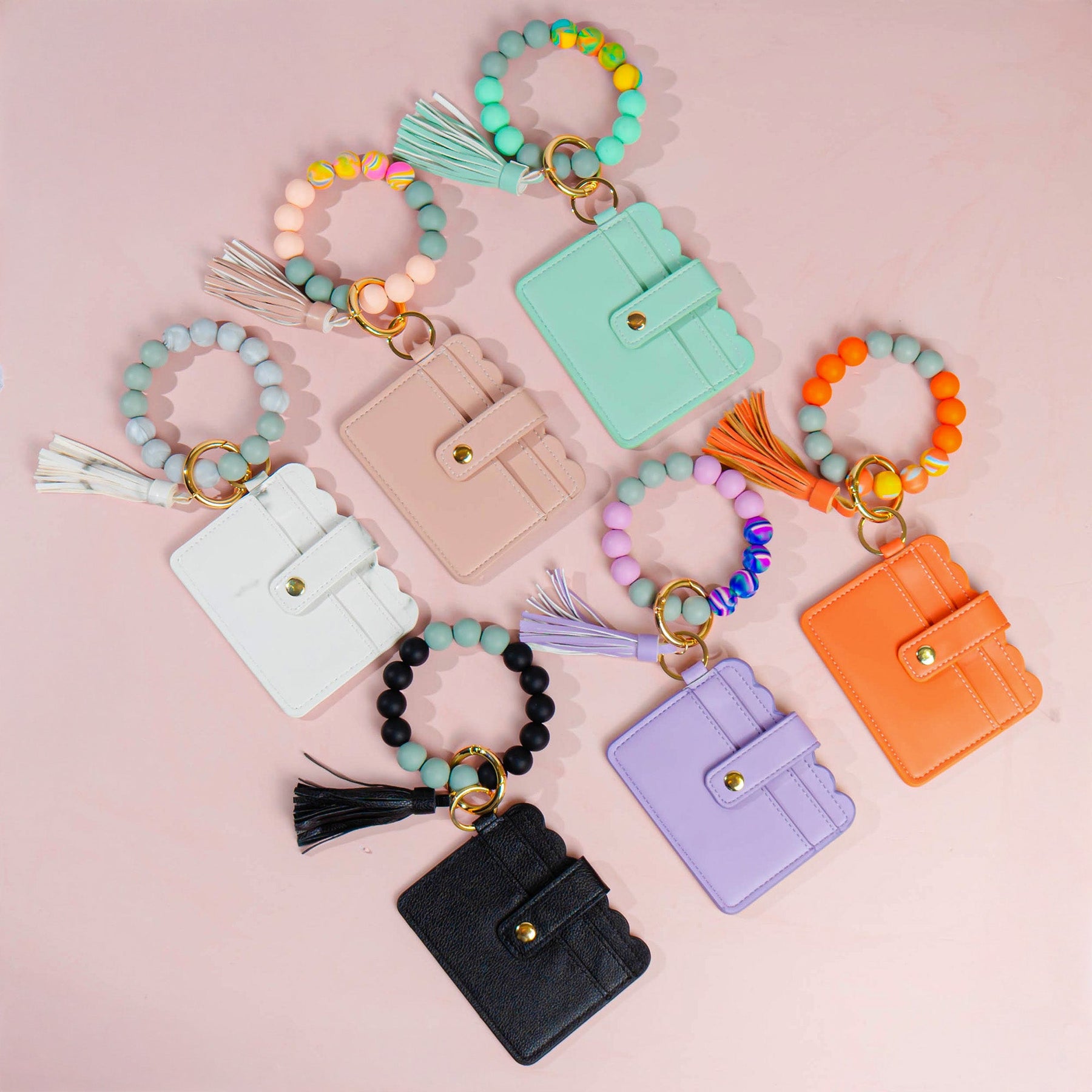 Birth Month Flower Gift For Her - Personalized Keychain Wristlet Leather Wallet