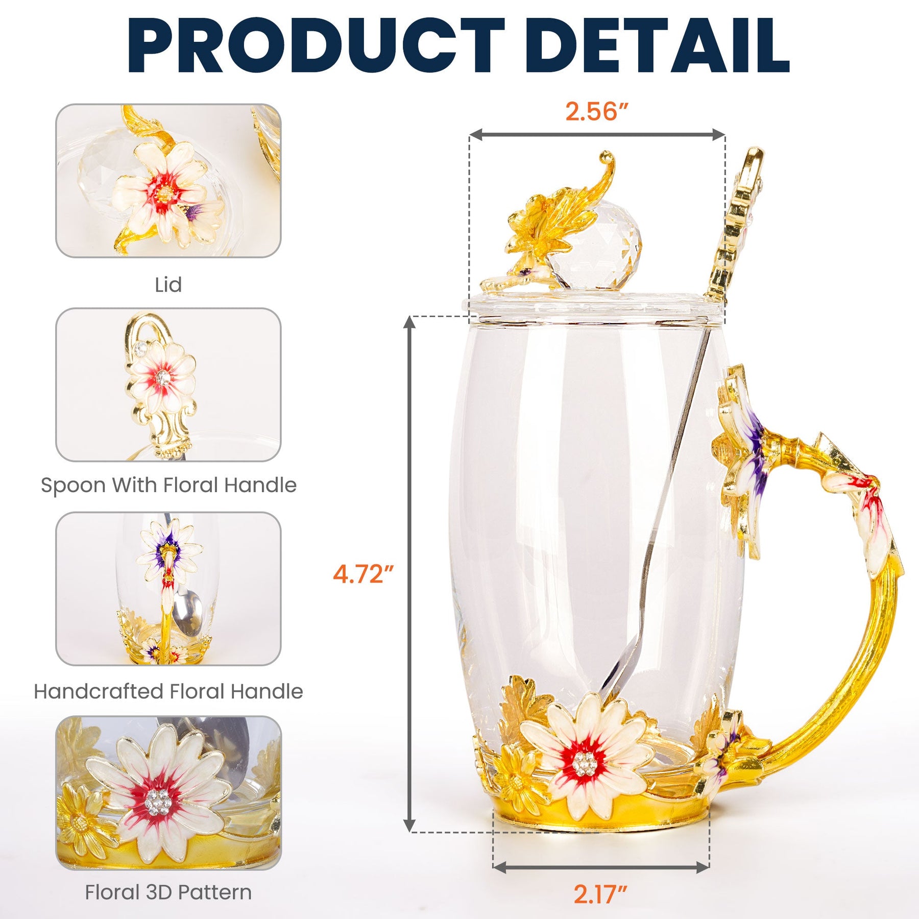 Birth Month Flower Stained Glass Version - Personalized Enamel Flower Tea Cup