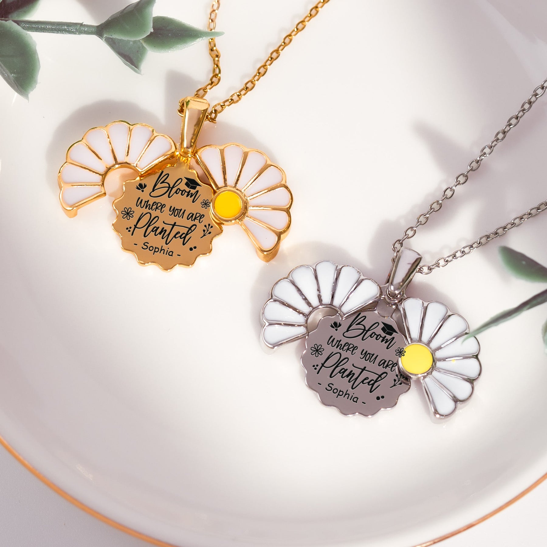 Bloom Where You Are Planted - Personalized Daisy Necklace With Hidden Message