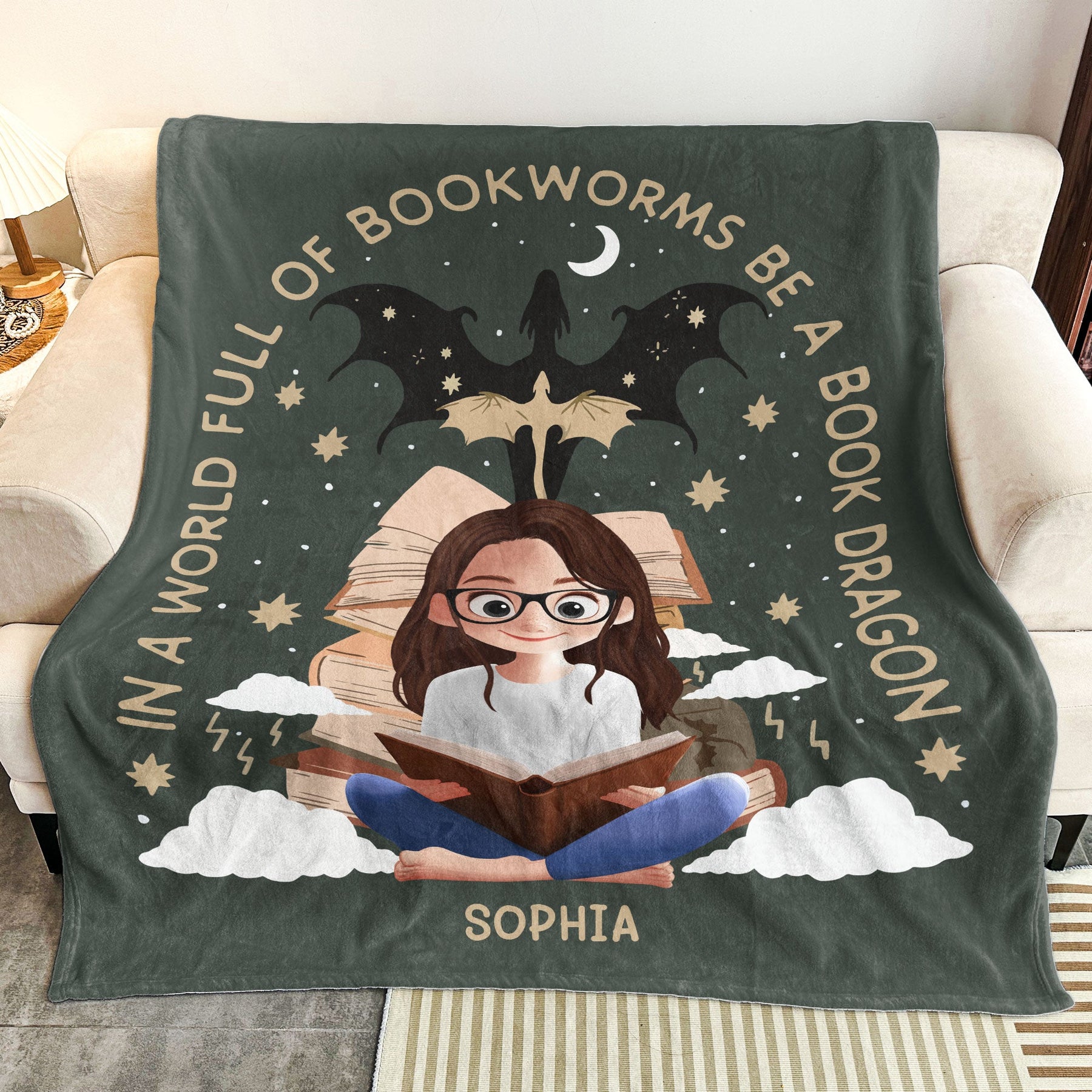 Book Dragon - Personalized Blanket