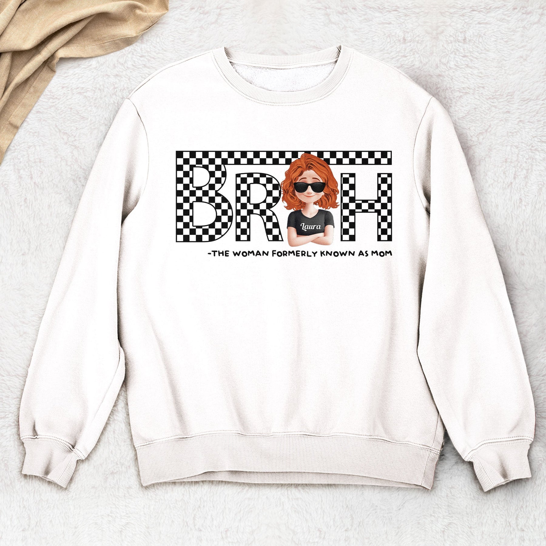Bruh Funny Mom Checkered Pattern - Personalized Shirt