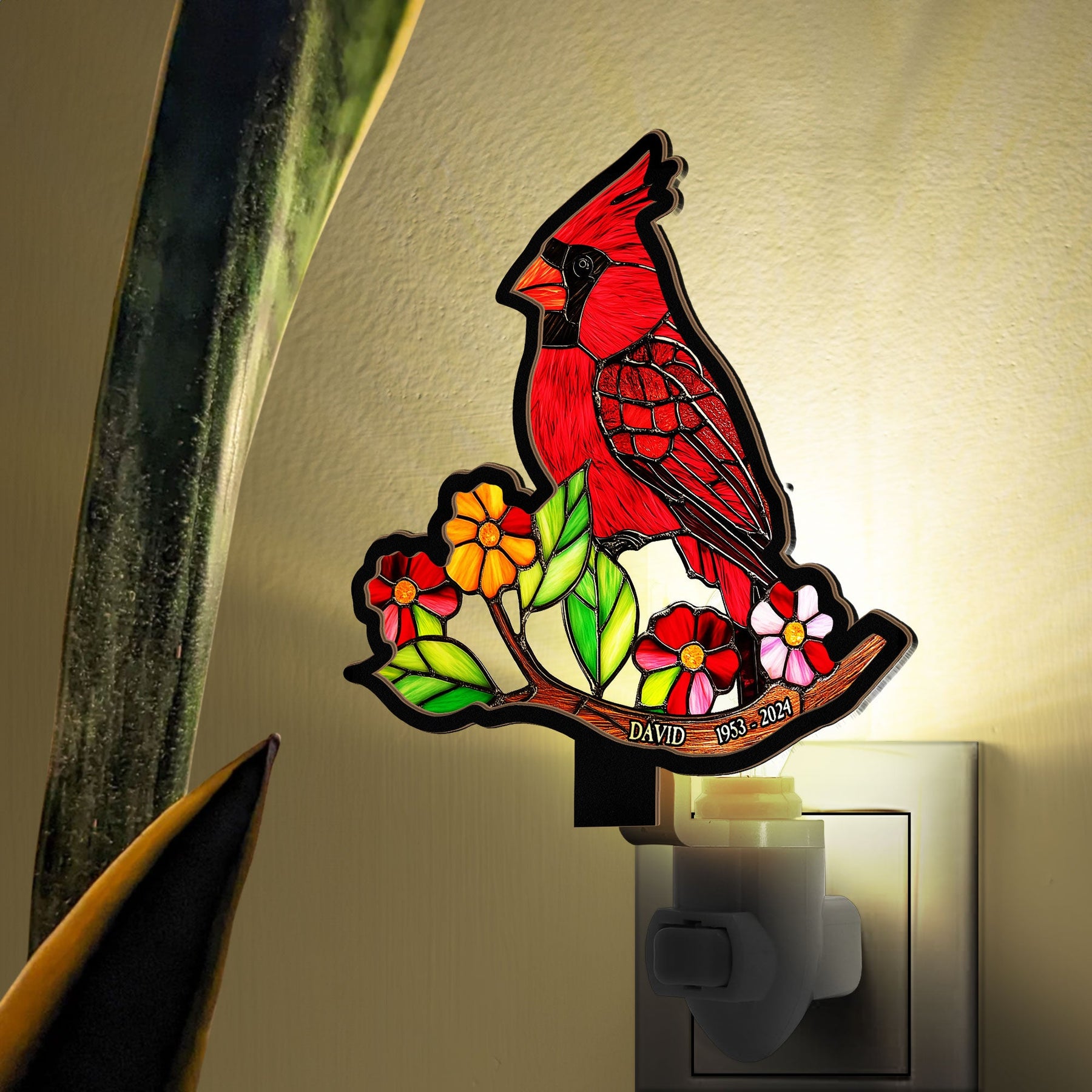 Cardinal Bird - Personalized Wood And Acrylic Night Light
