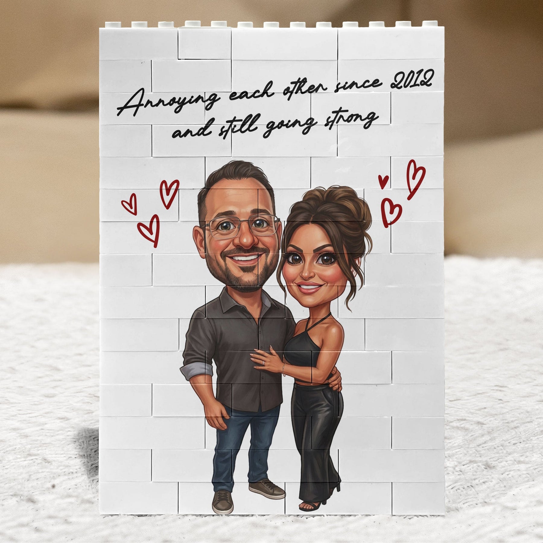 Caricature Your Photo Gift For Funny Couples, Anniversary Gift - Personalized Building Blocks