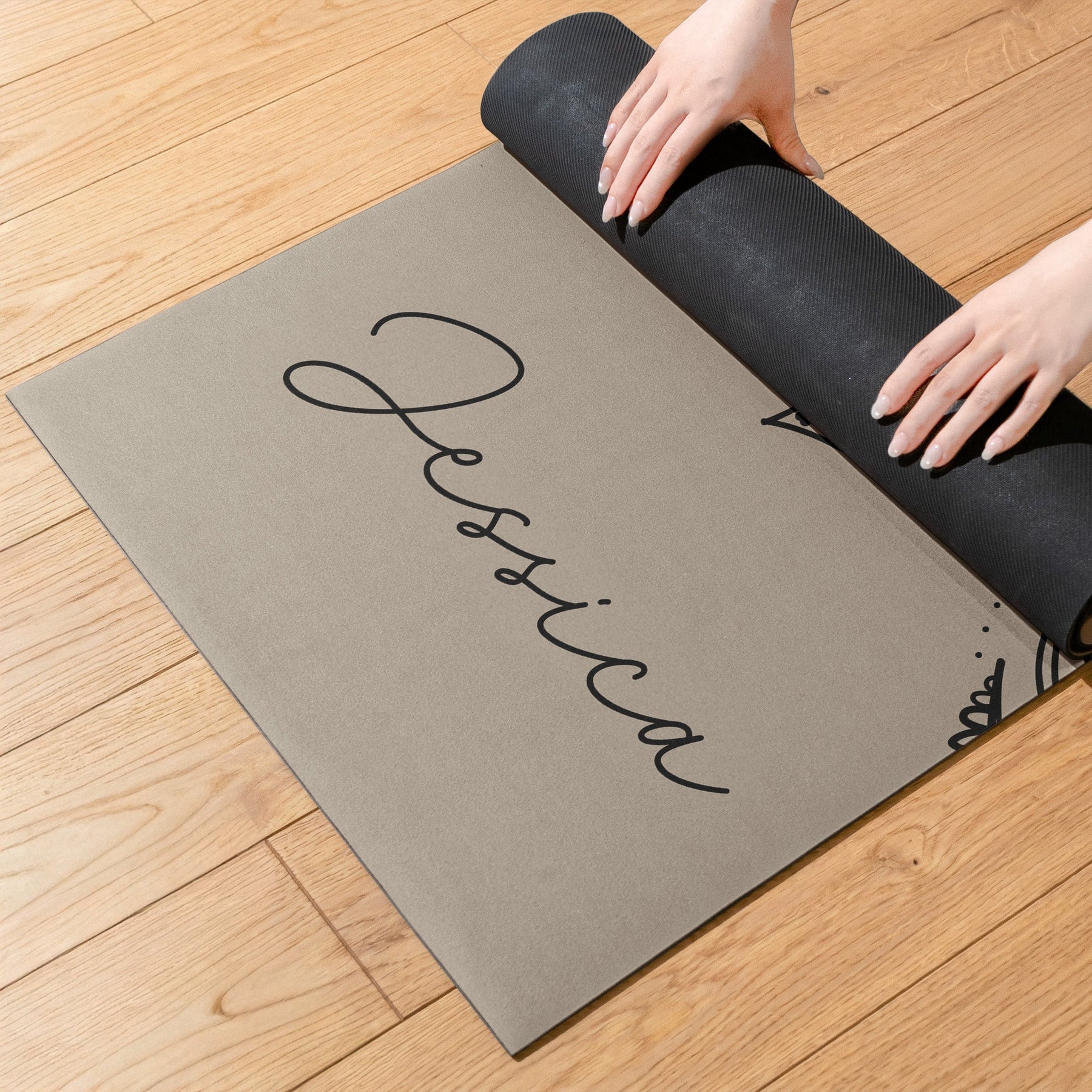 Chakra, Hamsa, Lotus, Moon Phase Custom Name For Yoga Lover - Personalized Yoga Mat