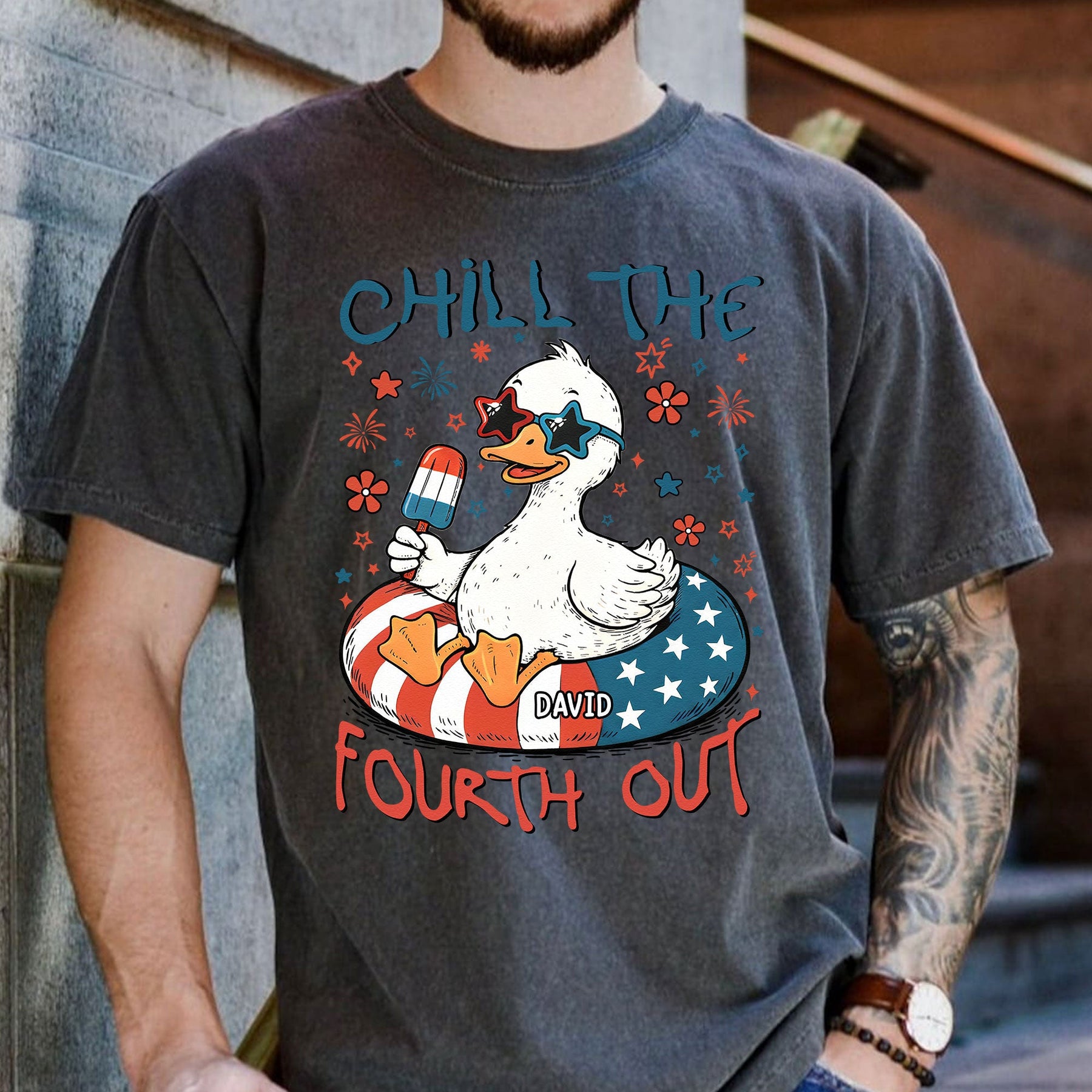 Chill The Fourth Out Funny Patriotic Goose Frog - Personalized Comfort Tee