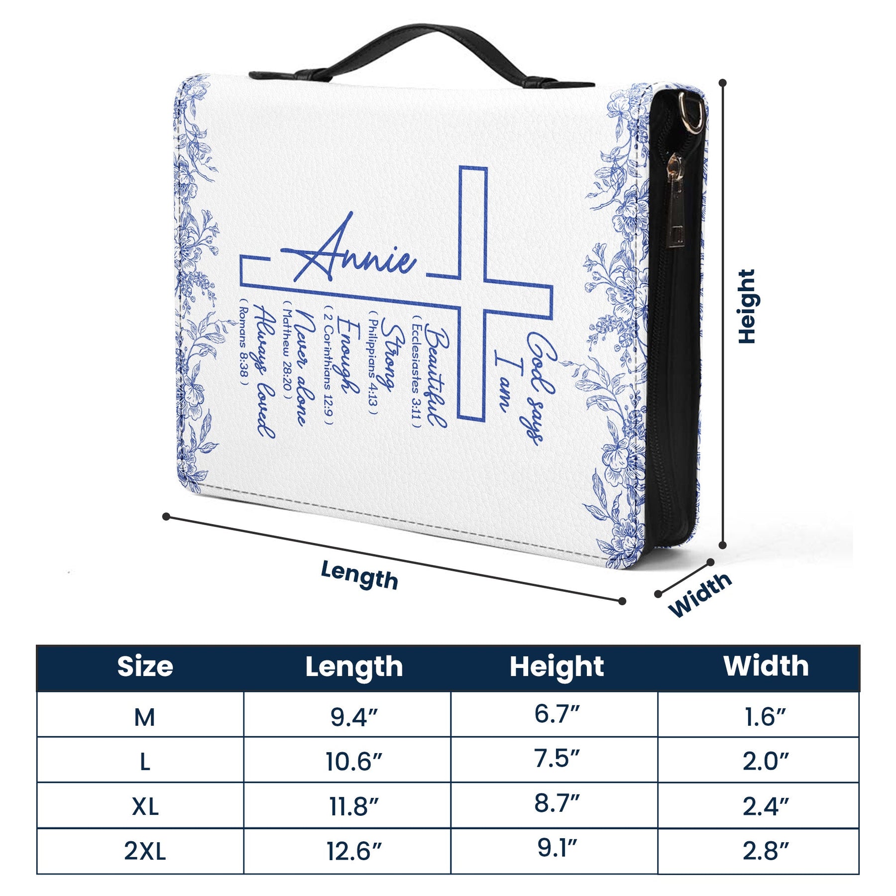 Christ Cross Affirmation Religious Gift For Women Toile De Jouy - Personalized Bible Cover