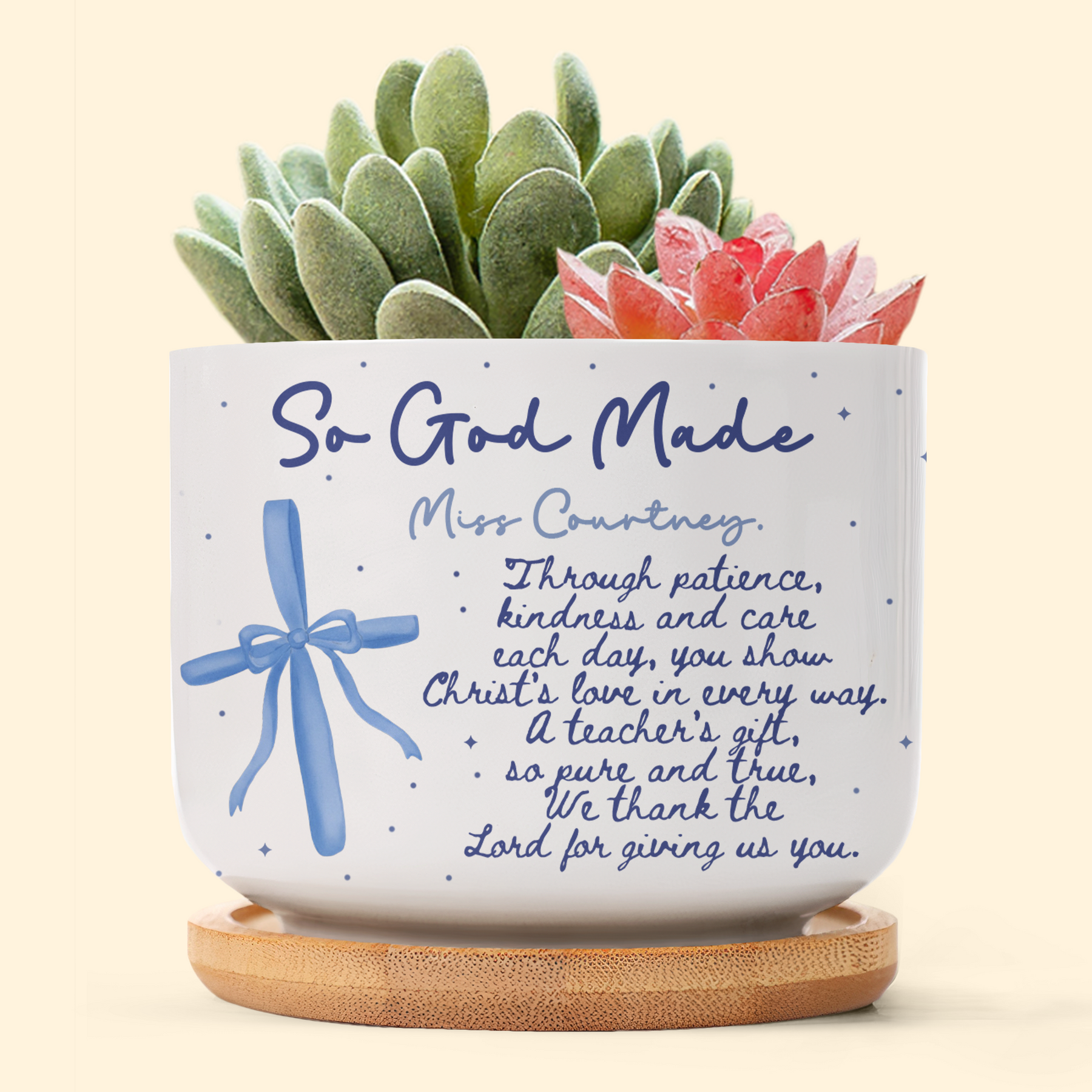 Christian Teacher Gift Custom Teacher Appreciation - Personalized Plant Pot