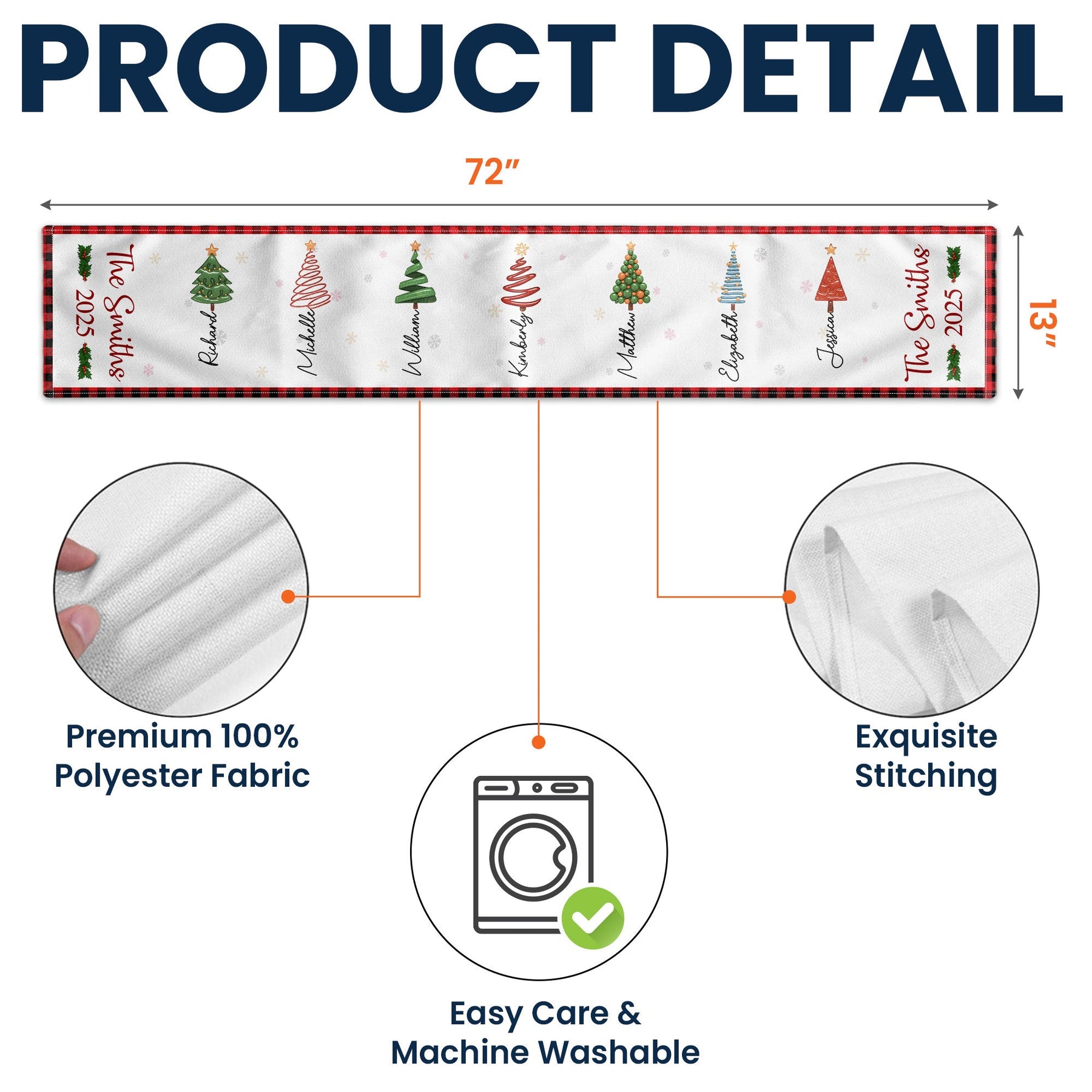 Christmas Family Tree - Personalized Table Runner