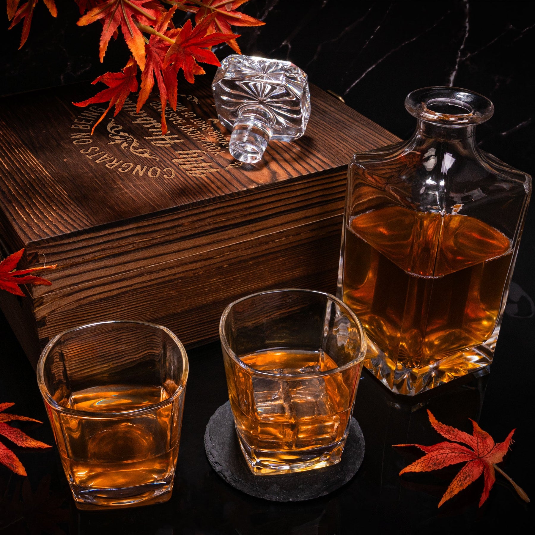 Congrats On Being My Husband - Personalized Whiskey Decanter Set