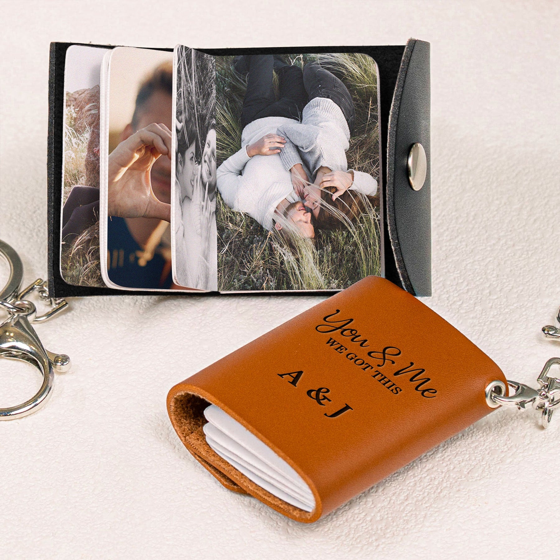 Couple Anniversary Birthday Gifts - Personalized Mini Photo Album Keychain