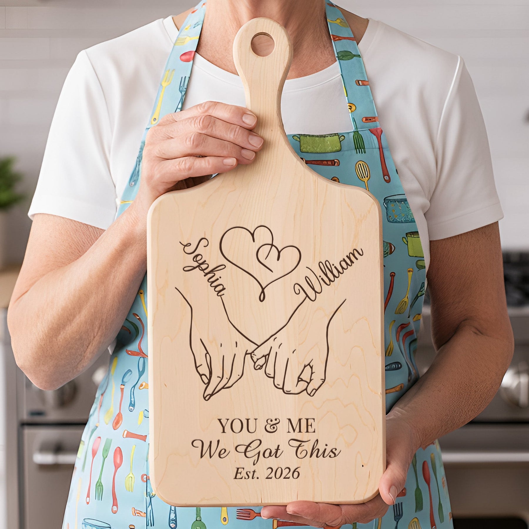 Couple Custom Name You & Me - Personalized Paddle Cutting Board