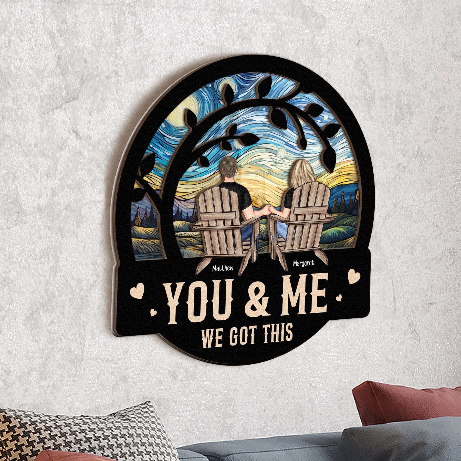 Couple Sitting Together You & Me We Got This - Personalized Wood And Acrylic Wall Art