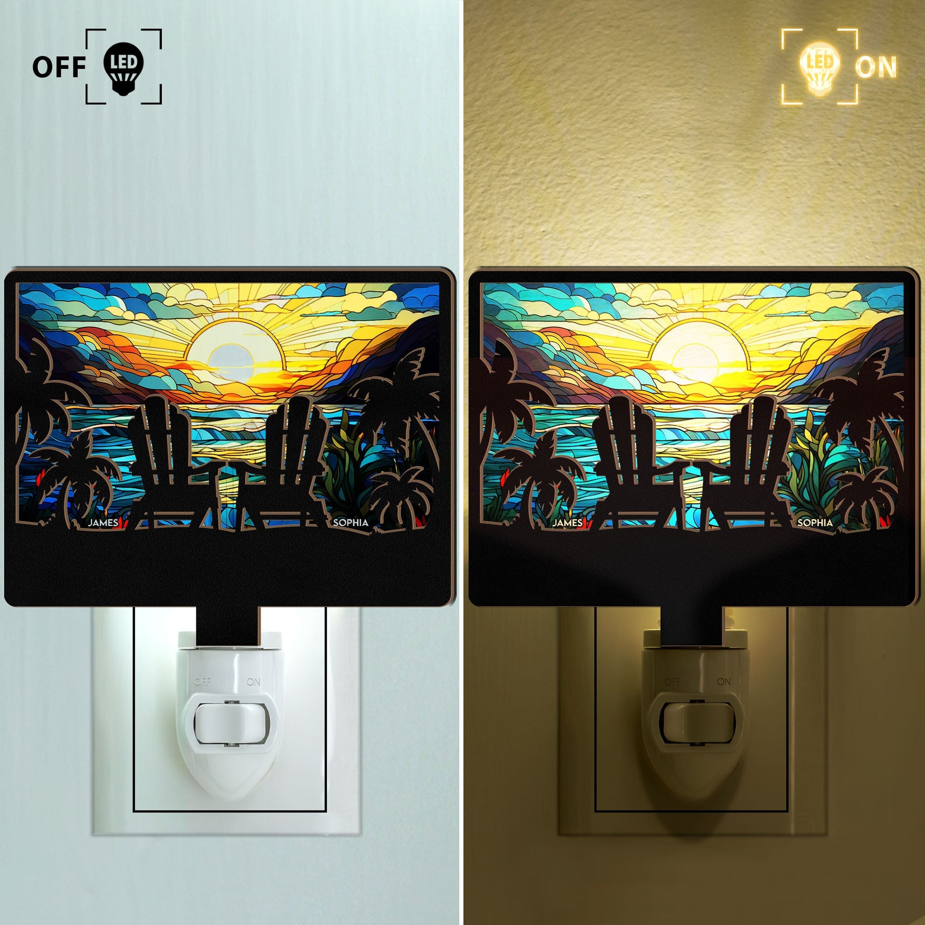 Couple Together - Personalized Wood And Acrylic Night Light