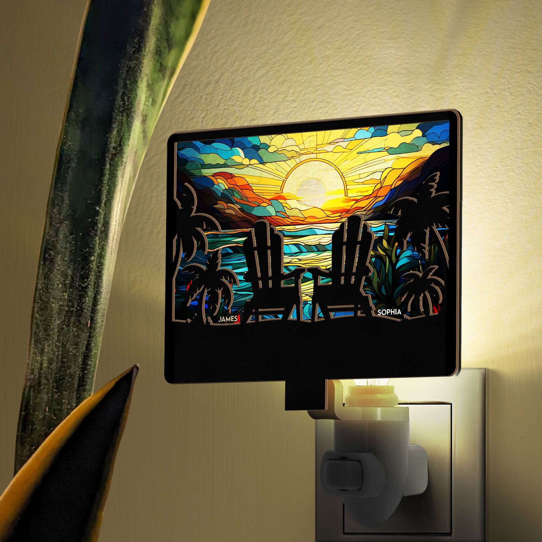 Couple Together - Personalized Wood And Acrylic Night Light