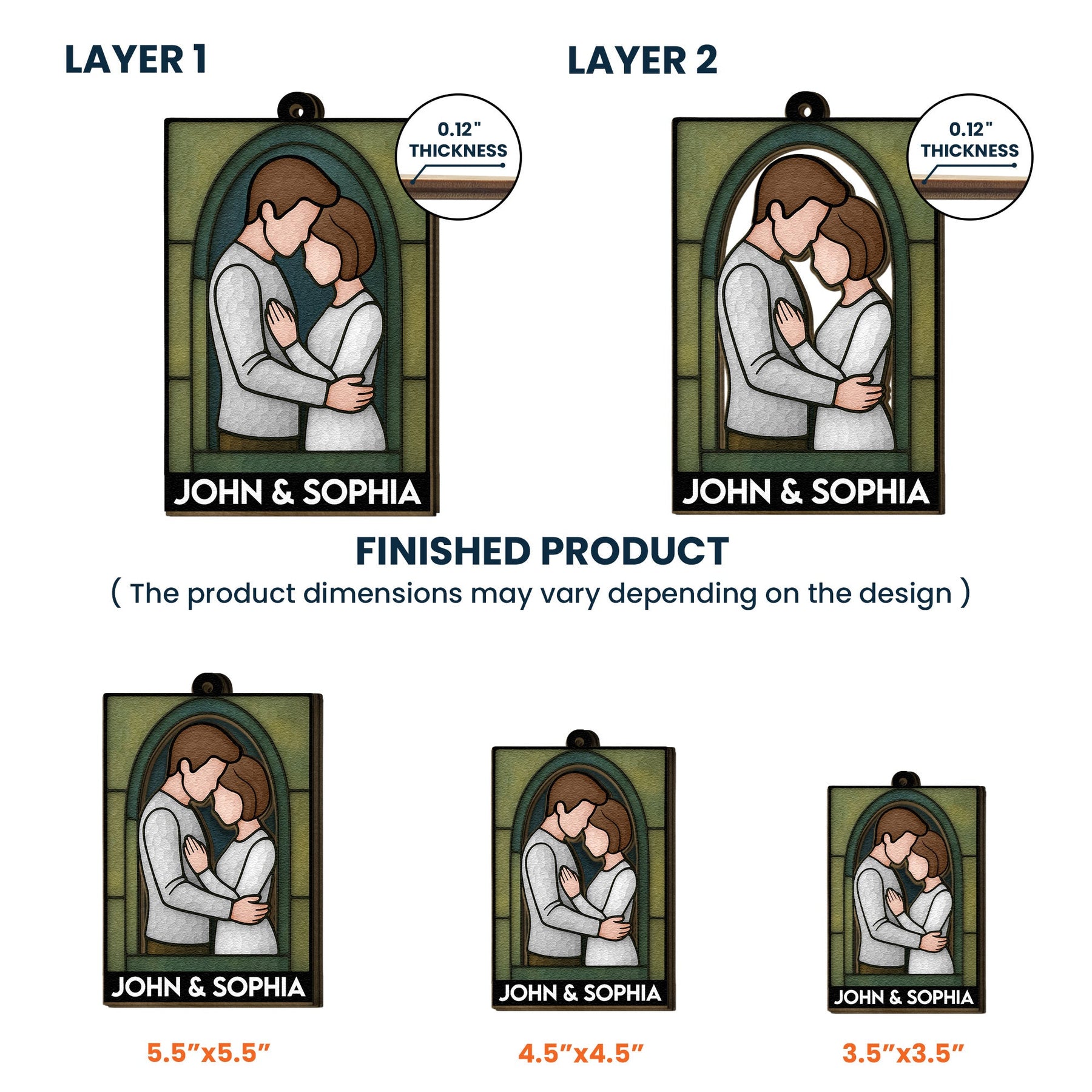 Couple Together - Personalized Wooden Ornament