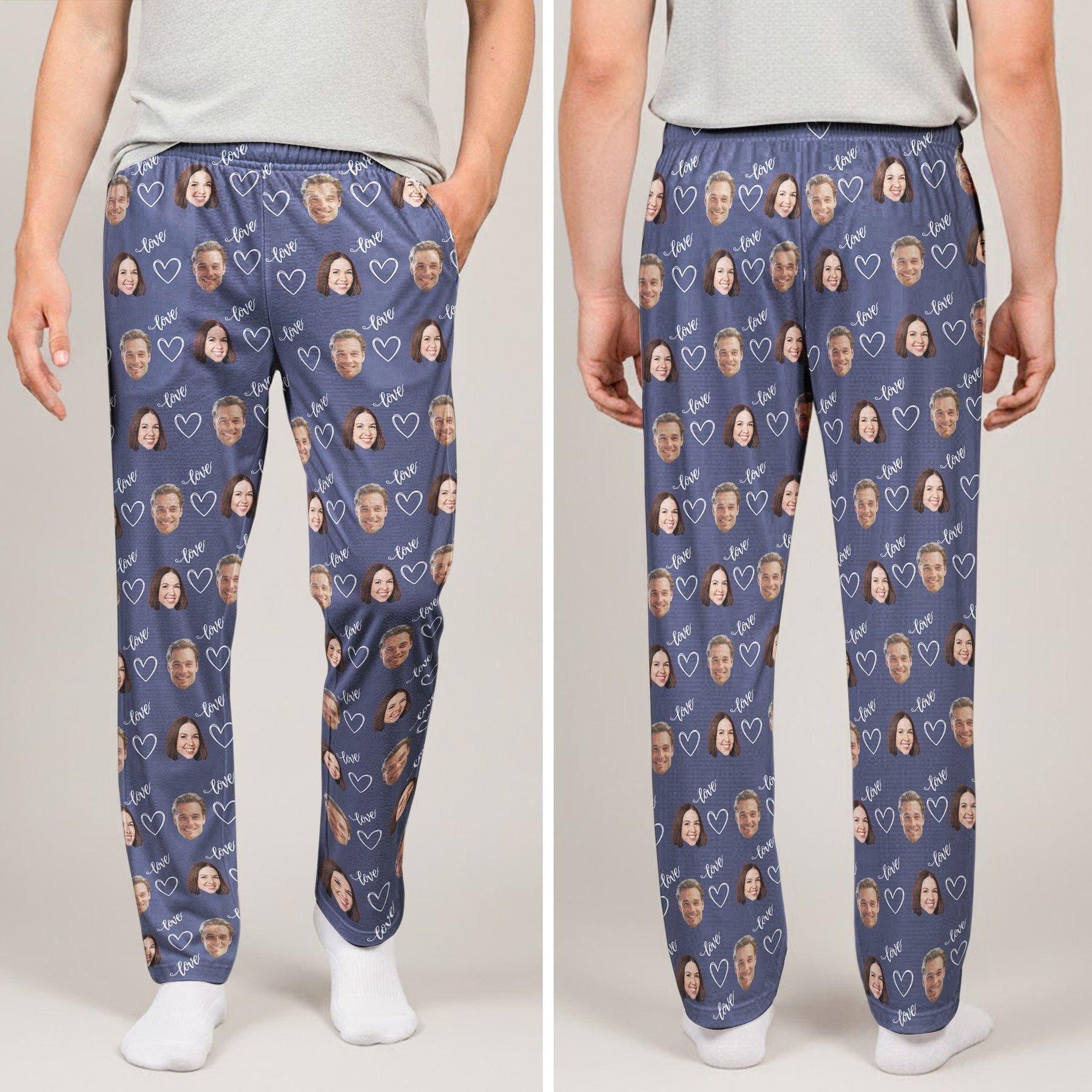 Couple, Family, Matching Pants - Personalized Photo Lounge Pants With Pockets