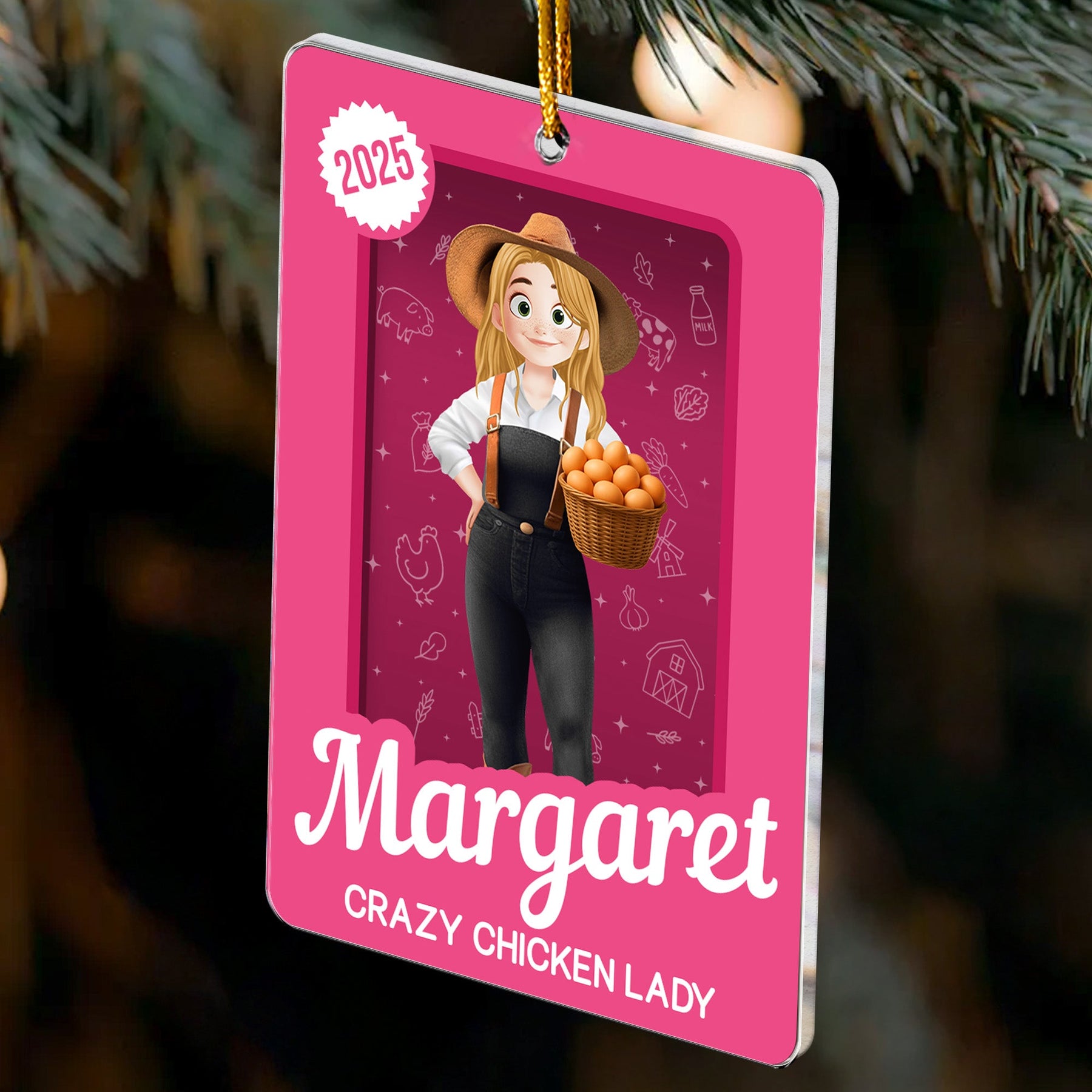 Crazy Chicken Lady Toy Box - Personalized Acrylic Ornament