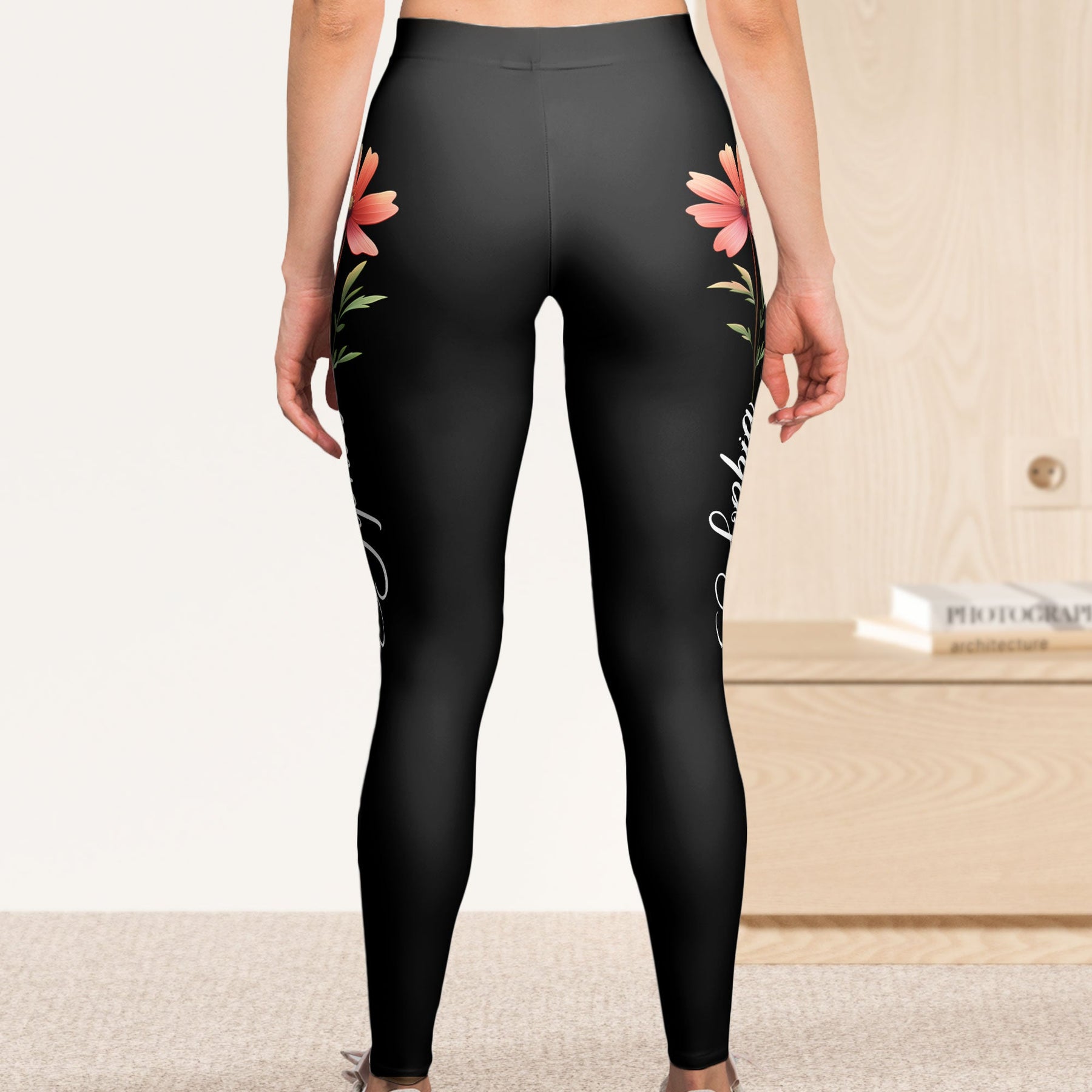 Custom Birth Flower With Name - Personalized Leggings