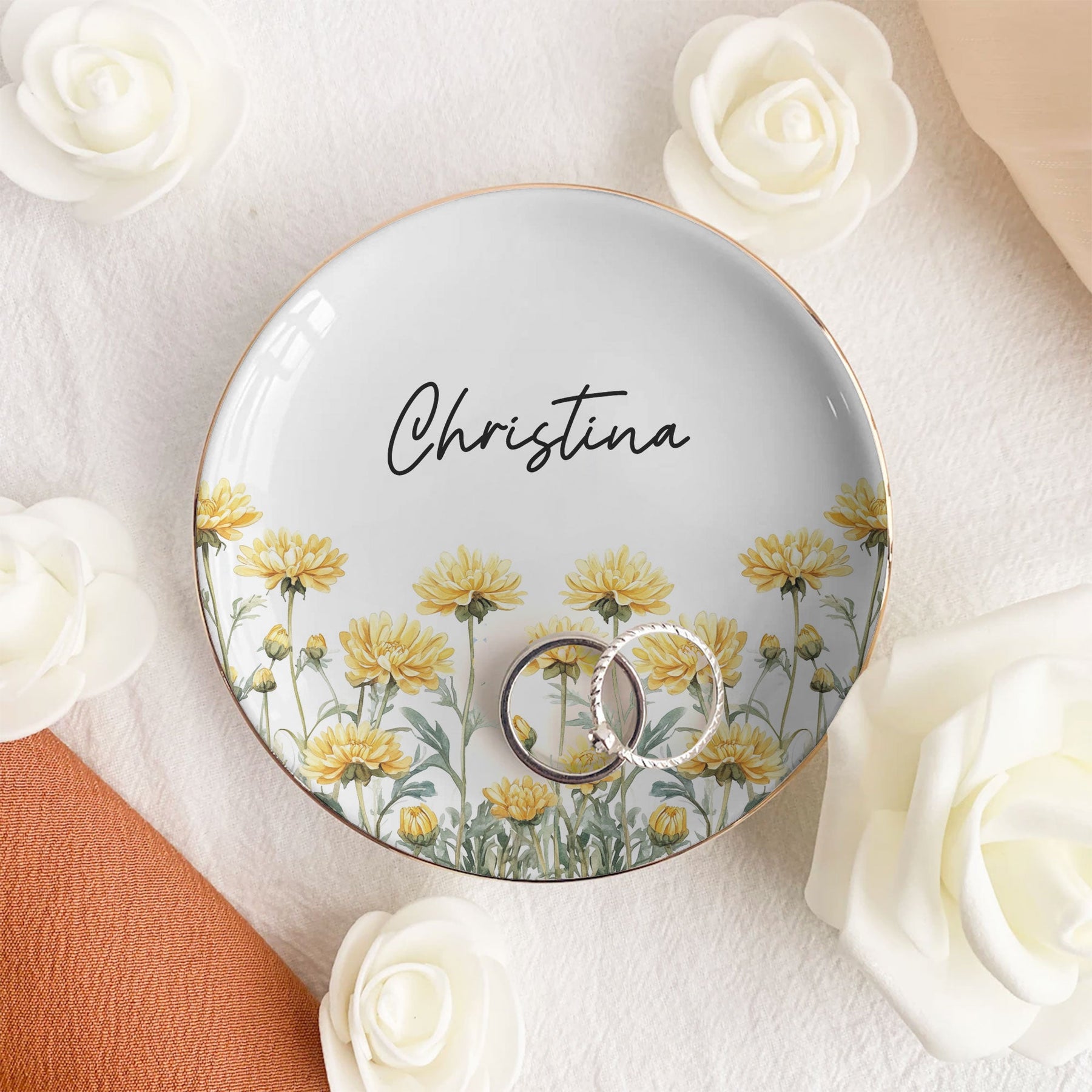 Custom Birth Month Flowers - Personalized Jewelry Dish