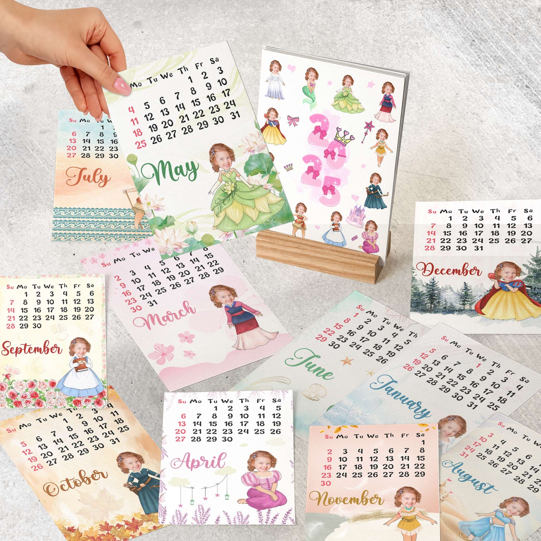 Custom Calendar For Princess Kid - Personalized Photo Easel Calendar