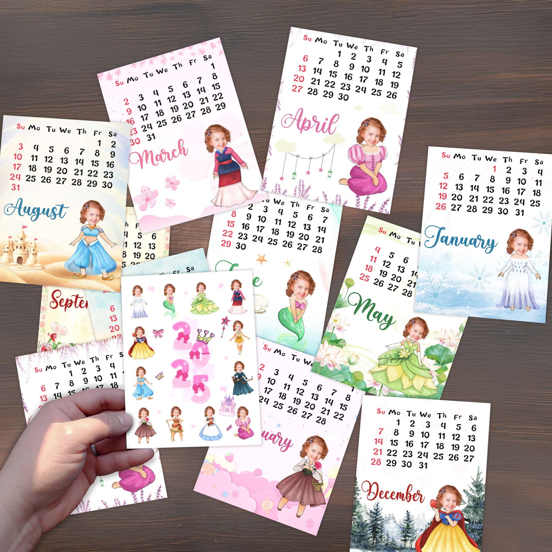 Custom Calendar For Princess Kid - Personalized Photo Easel Calendar