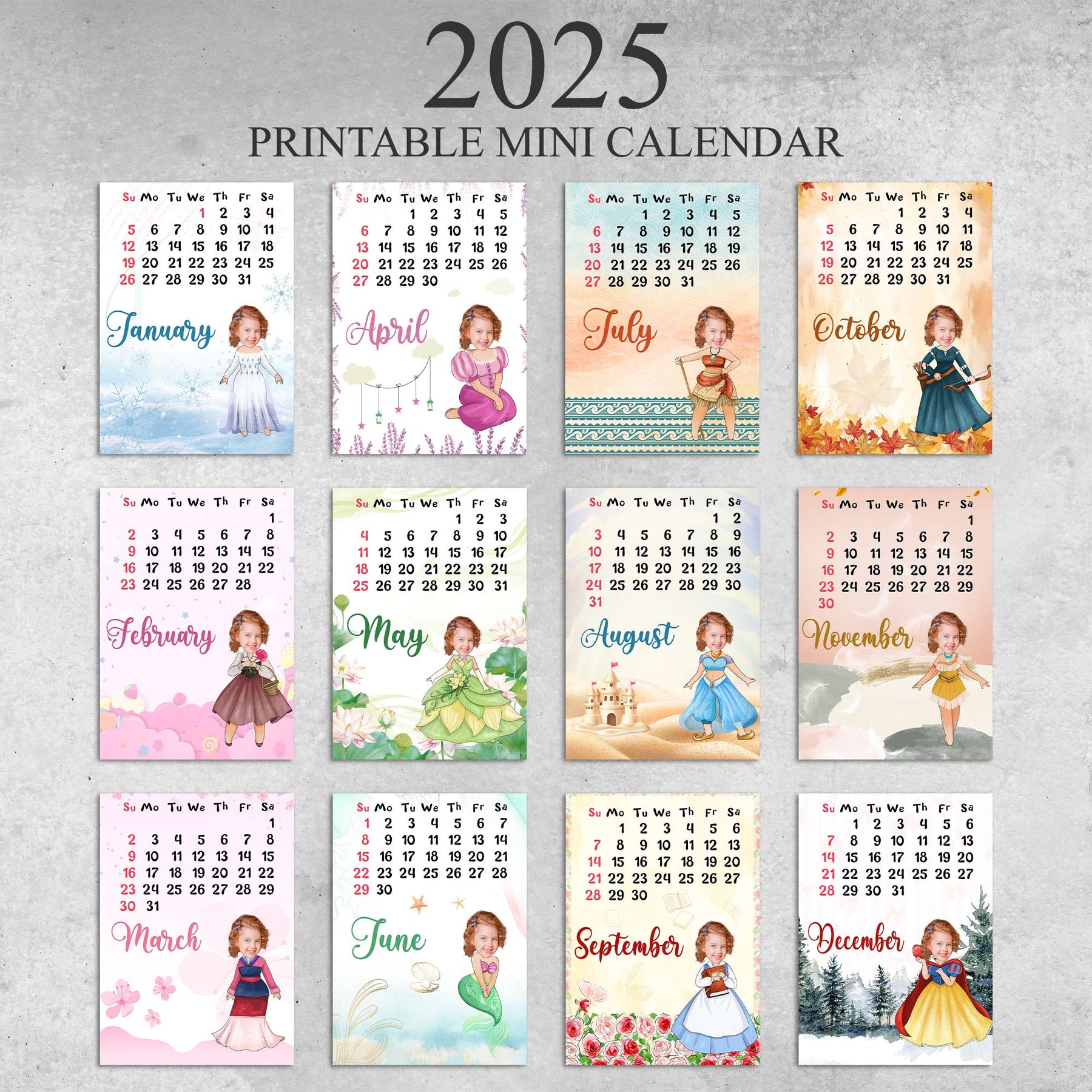 Custom Calendar For Princess Kid - Personalized Photo Easel Calendar