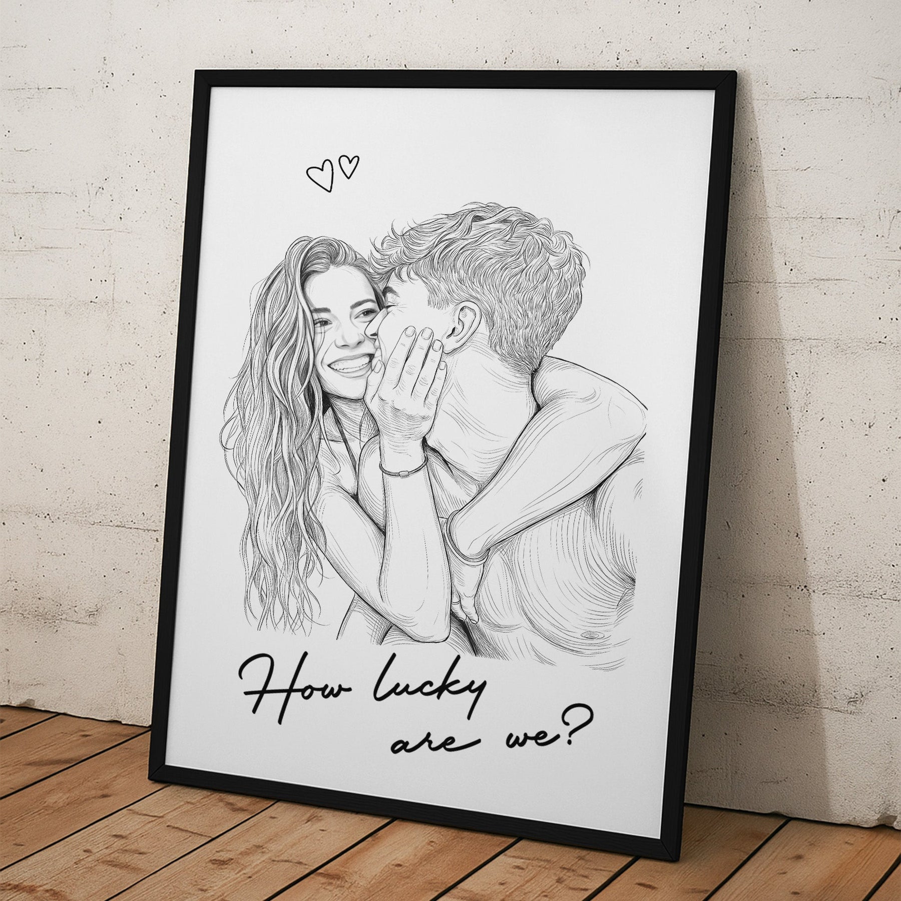 Custom Couple Photo Portrait How Lucky Are We Gift For Him, Her - Personalized Photo Poster