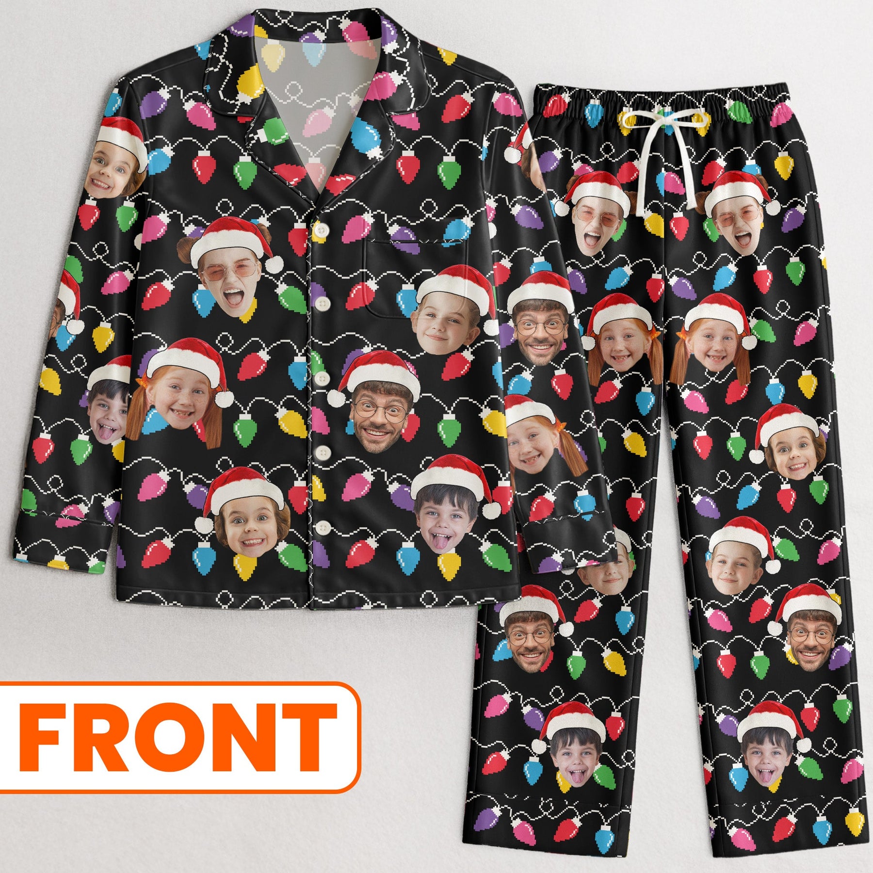 Custom Face Christmas Family Silly Xmas - Personalized Photo Satin Pajama Set