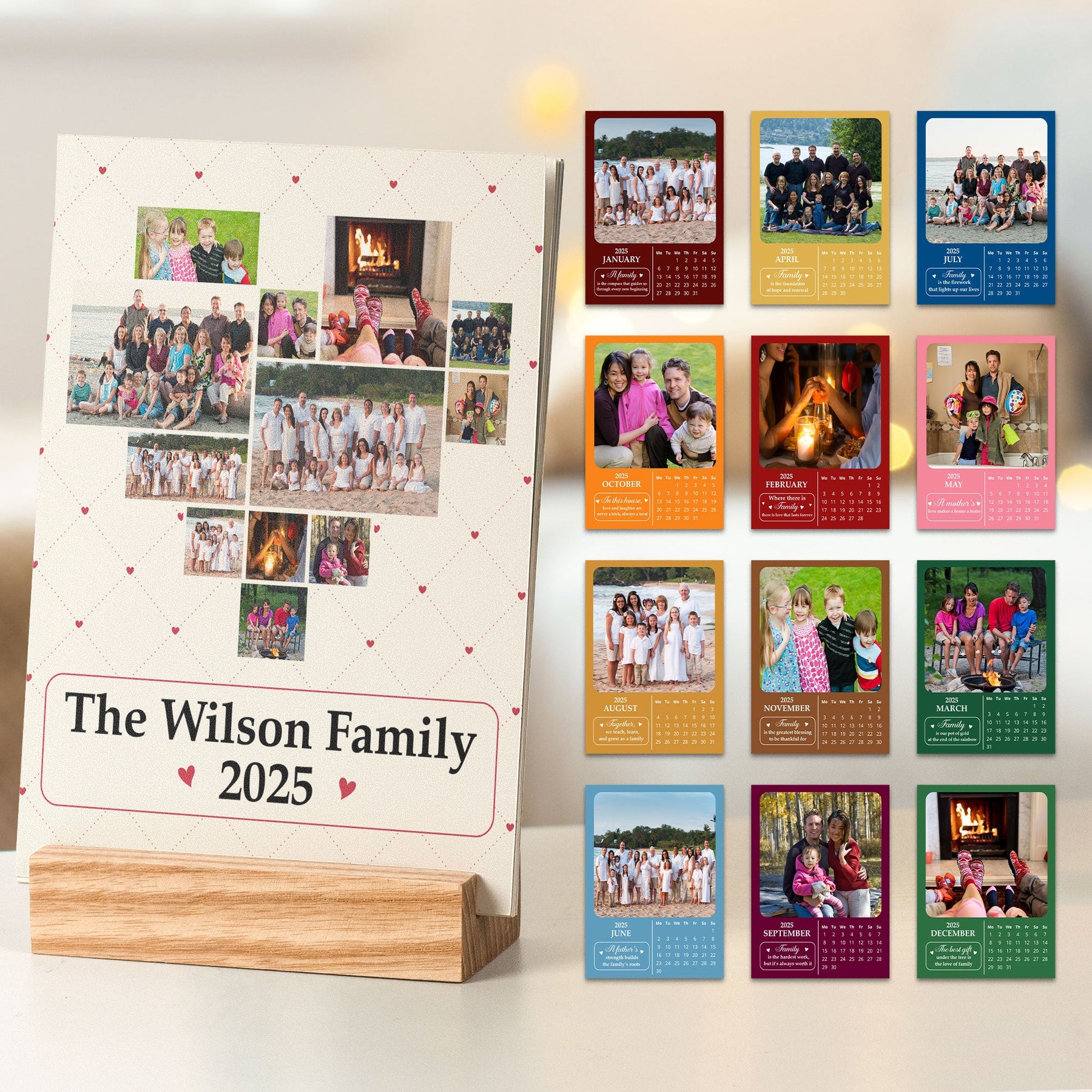 Custom Family Photo For 2026 Calendar - Personalized Photo Easel Calendar