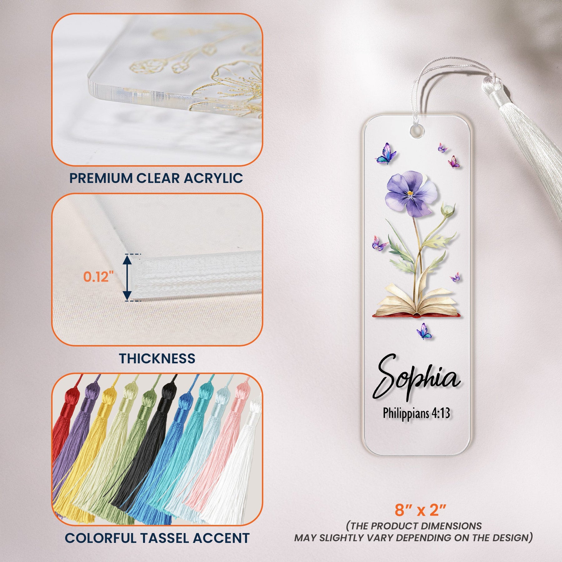 Custom Favorite Bible Verse References With Birth Flower - Custom Acrylic Bookmark