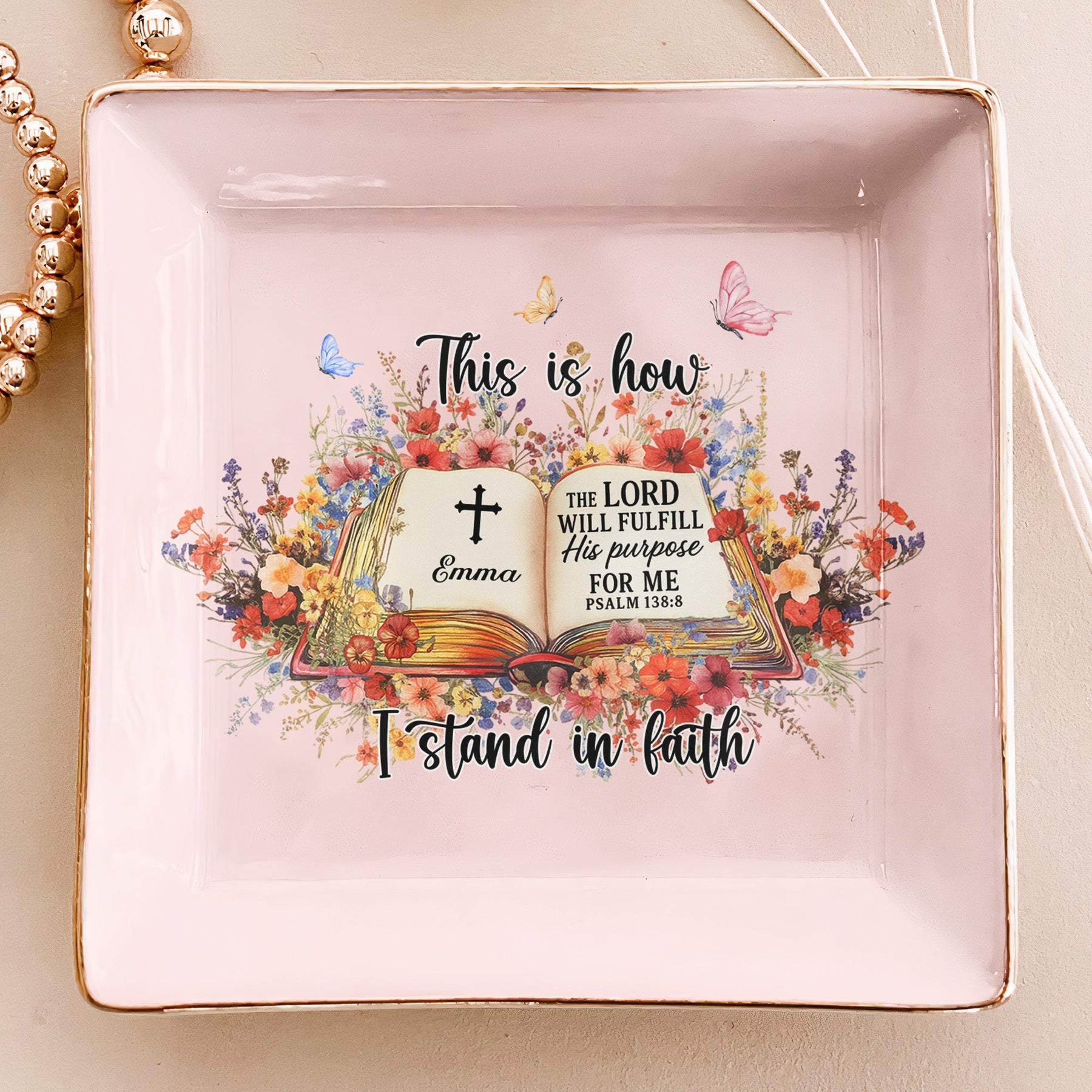 Custom Favorite Bible Verse This Is How I Fight My Battles - Personalized Jewelry Dish