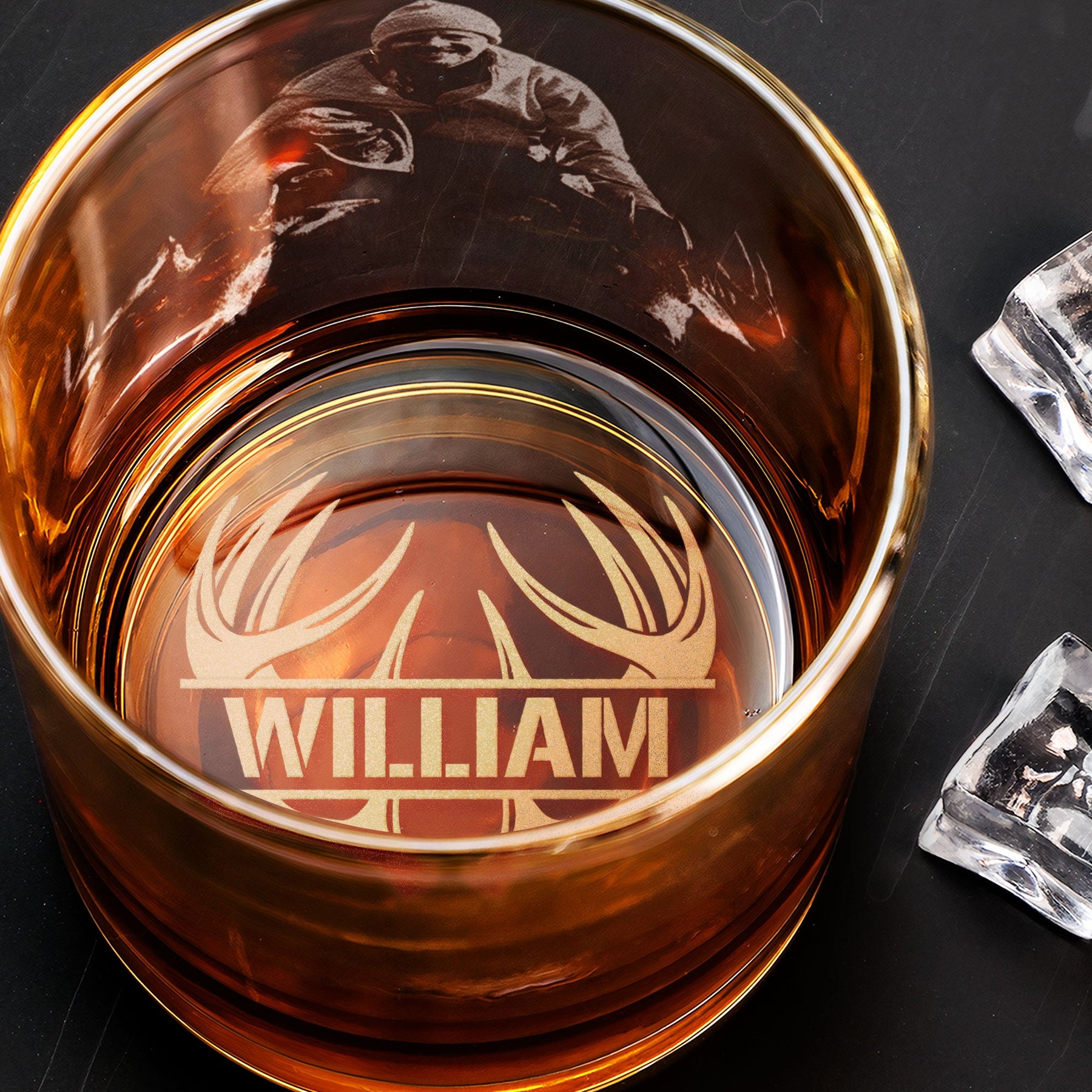 Custom Hunting Photo - Deer, Moose, Duck, Hog - Father's Day Gift - Personalized Whiskey Glass With Photo