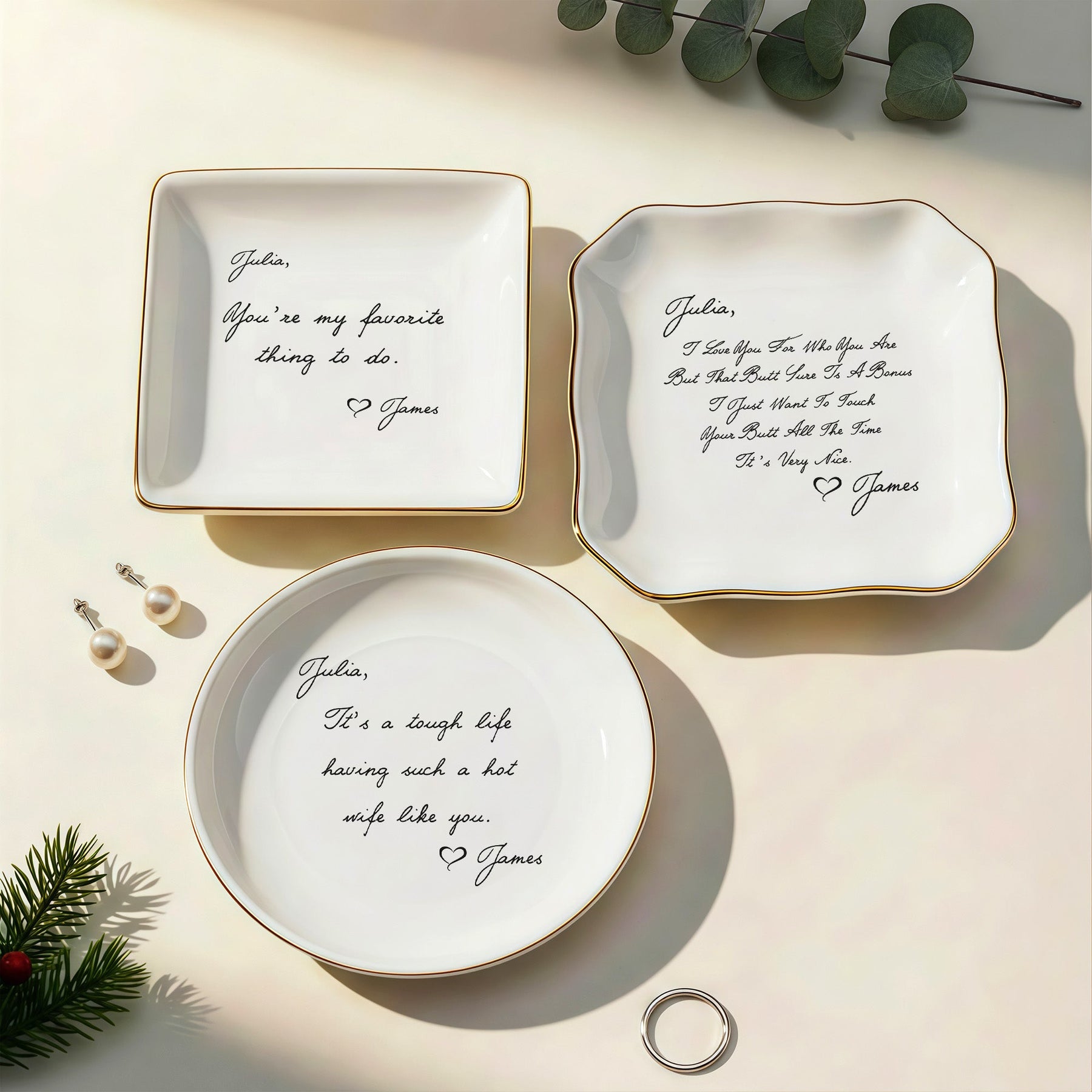 Custom Message - Valentines' Day Gifts For Her, Wife, Girlfriend - Personalized Jewelry Dish