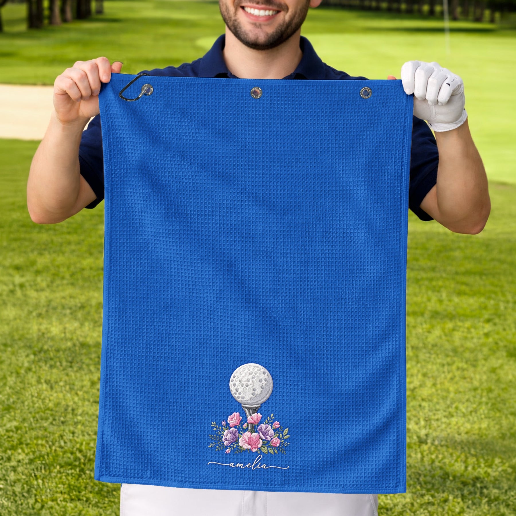 Custom Name And Birth Flower For Golf Lover - Personalized Golf Towel