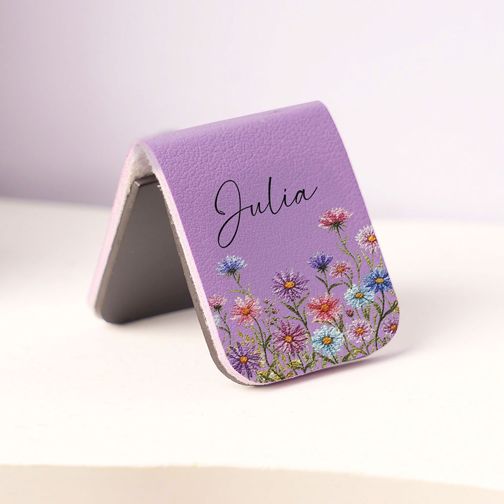 Custom Name & Birth Month Flower For Book Lovers, Book Clubs - Personalized Leather Magnetic Bookmark