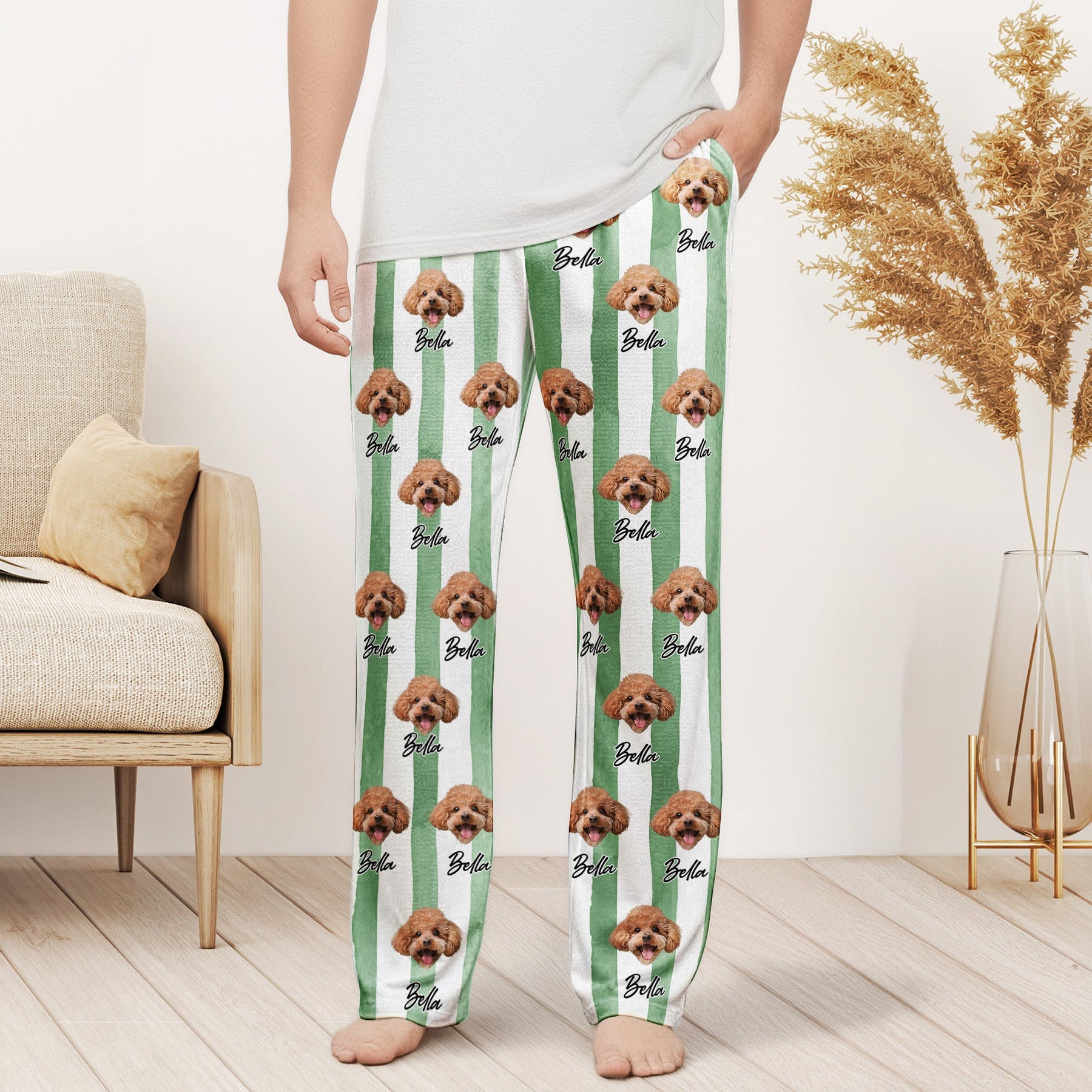 Custom Pet Portrait Dog Lover Cat Lover Gift - Personalized Photo Lounge Pants