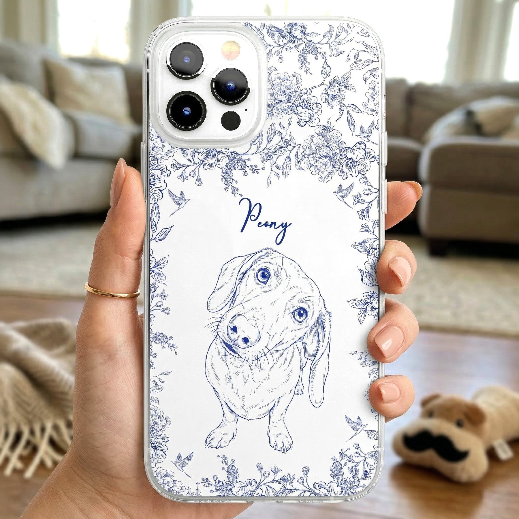 Custom Pet Portrait Phone Case For Dog Lover, Cat Lover - Personalized Phone Case