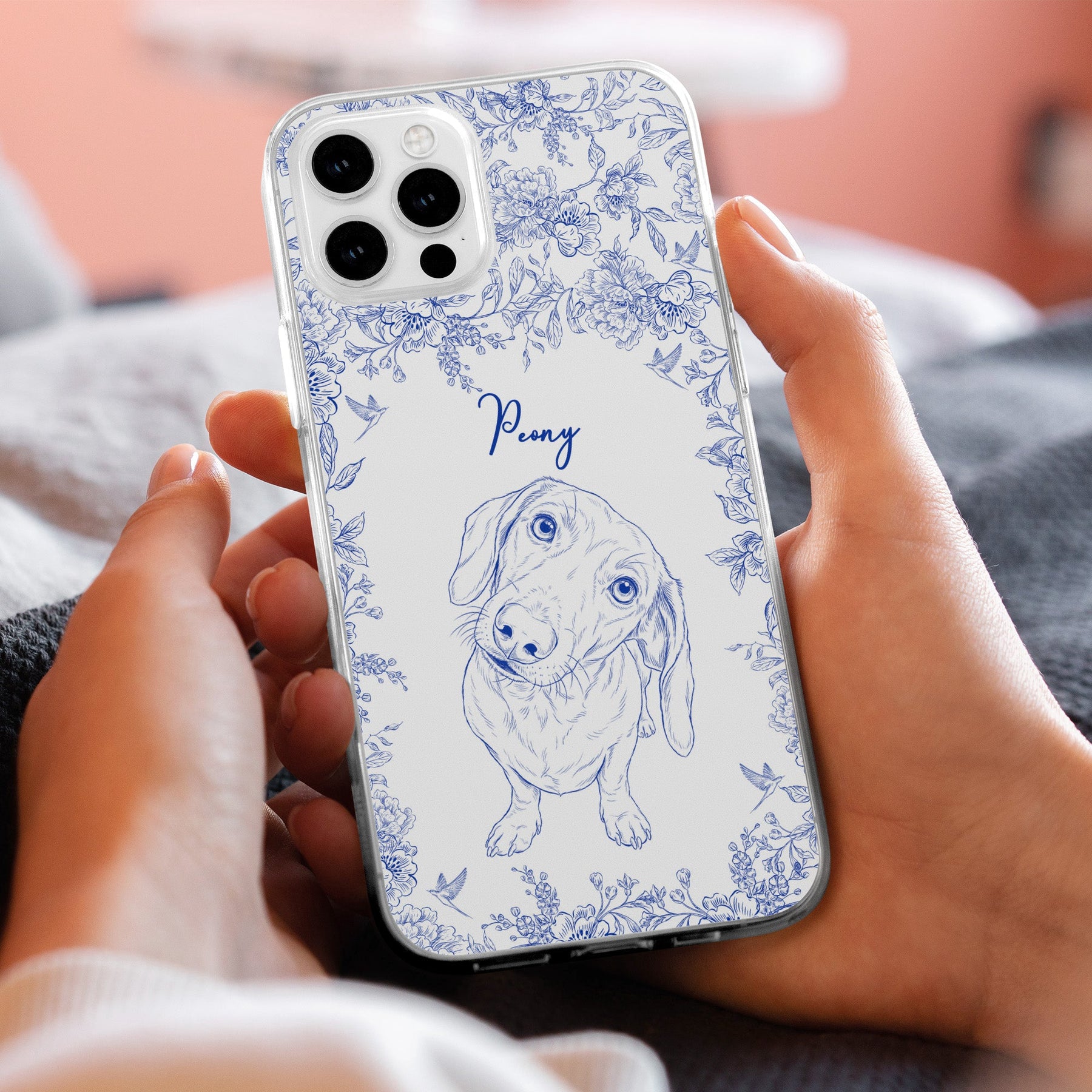 Custom Pet Portrait Phone Case For Dog Lover, Cat Lover - Personalized Phone Case