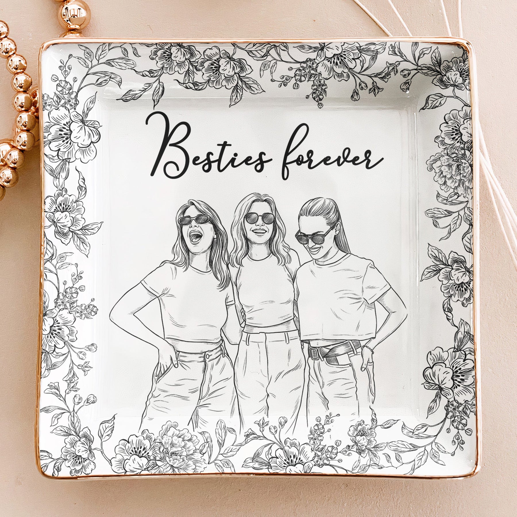 Custom Photo Ring Dish Gift For Friends, Soul Sisters - Personalized Photo Jewelry Dish